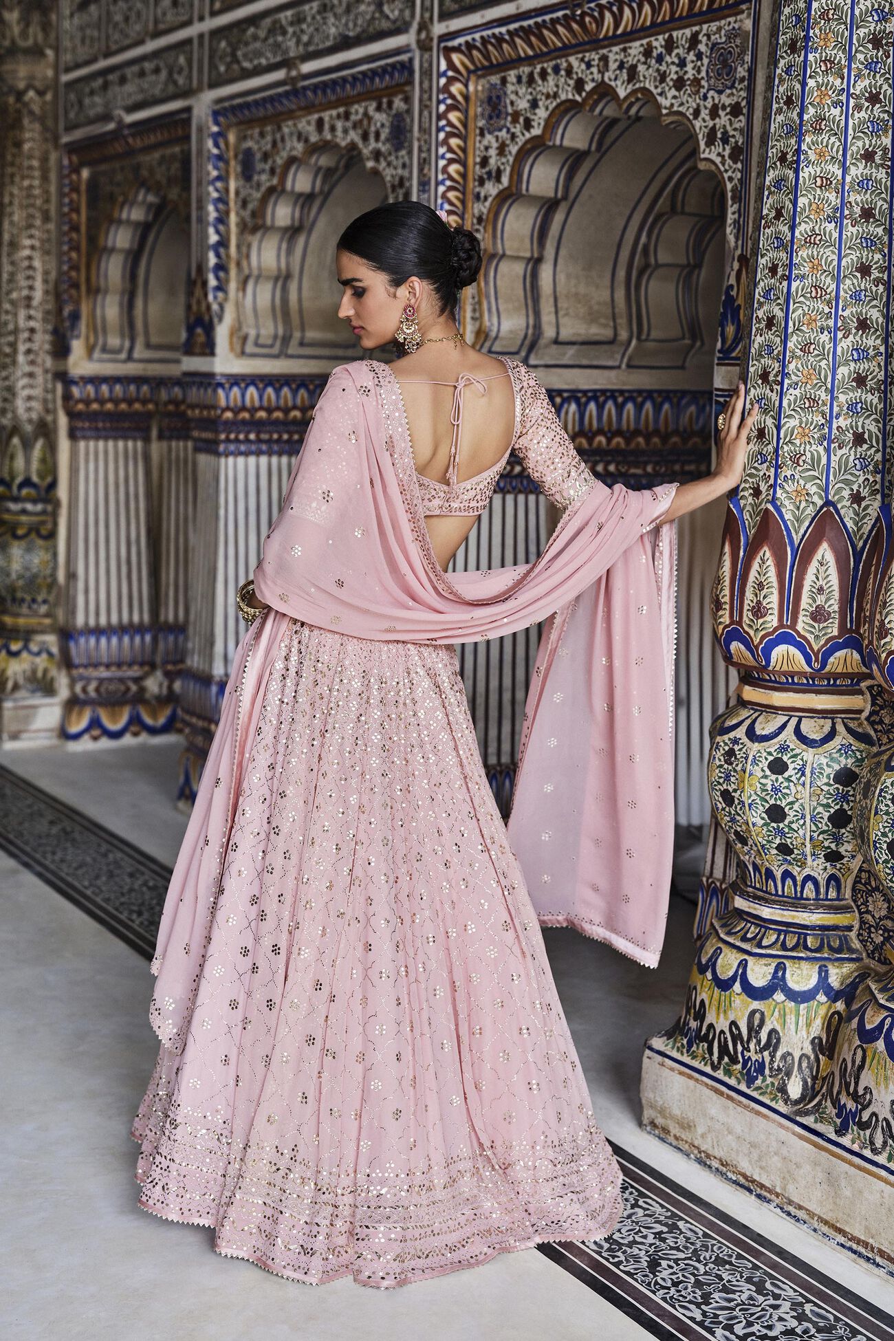 Soliel Handcrafted Badla Lehega Set - Blush