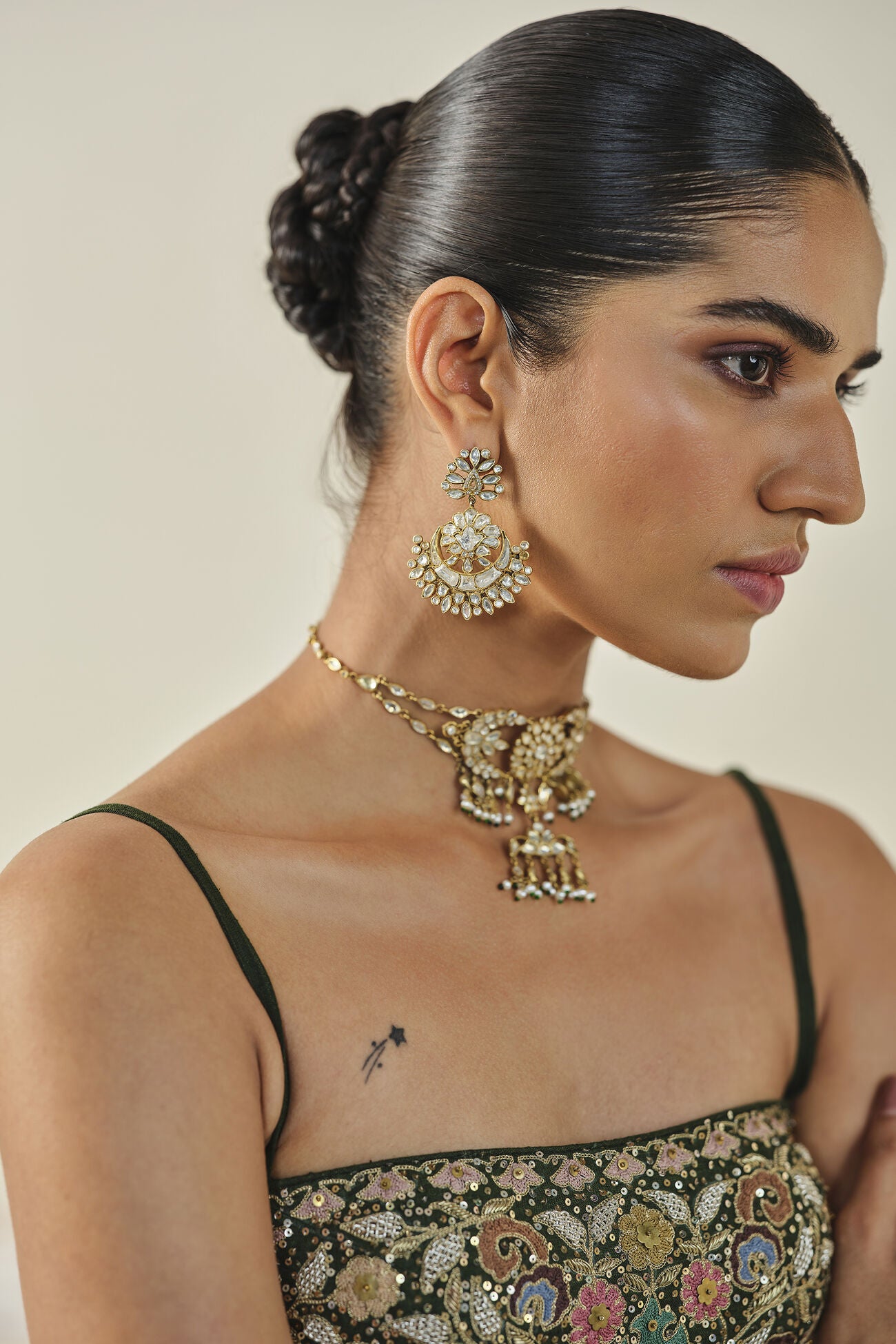 Yiska Embroidered Silk Lehenga Set - Green