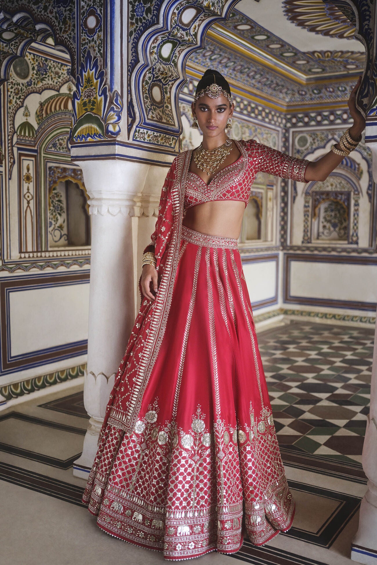Tarangini Gota Patti Silk Lehenga - Red