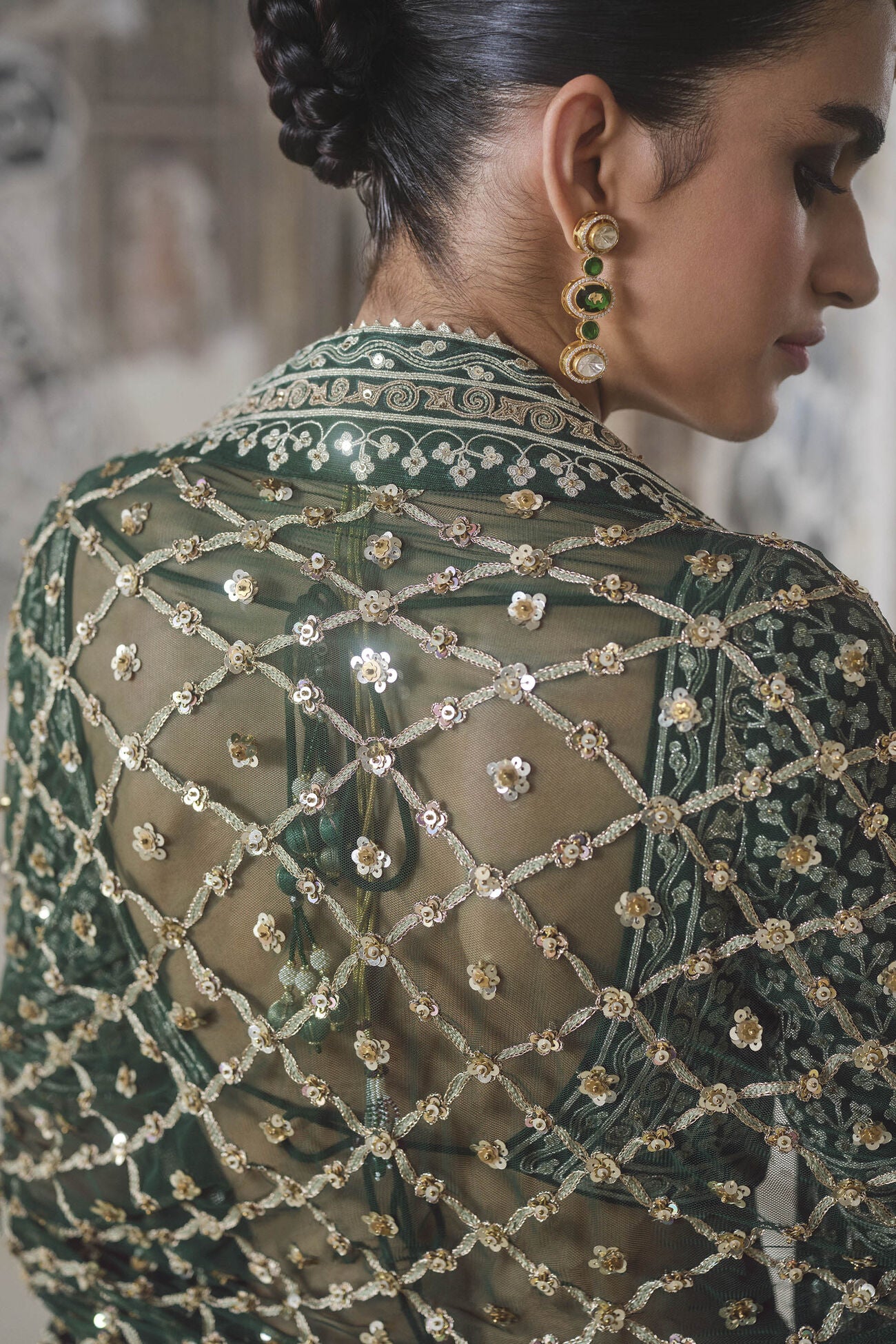 Sylvan Embroidered Zardozi Silk Lehenga Set - Green