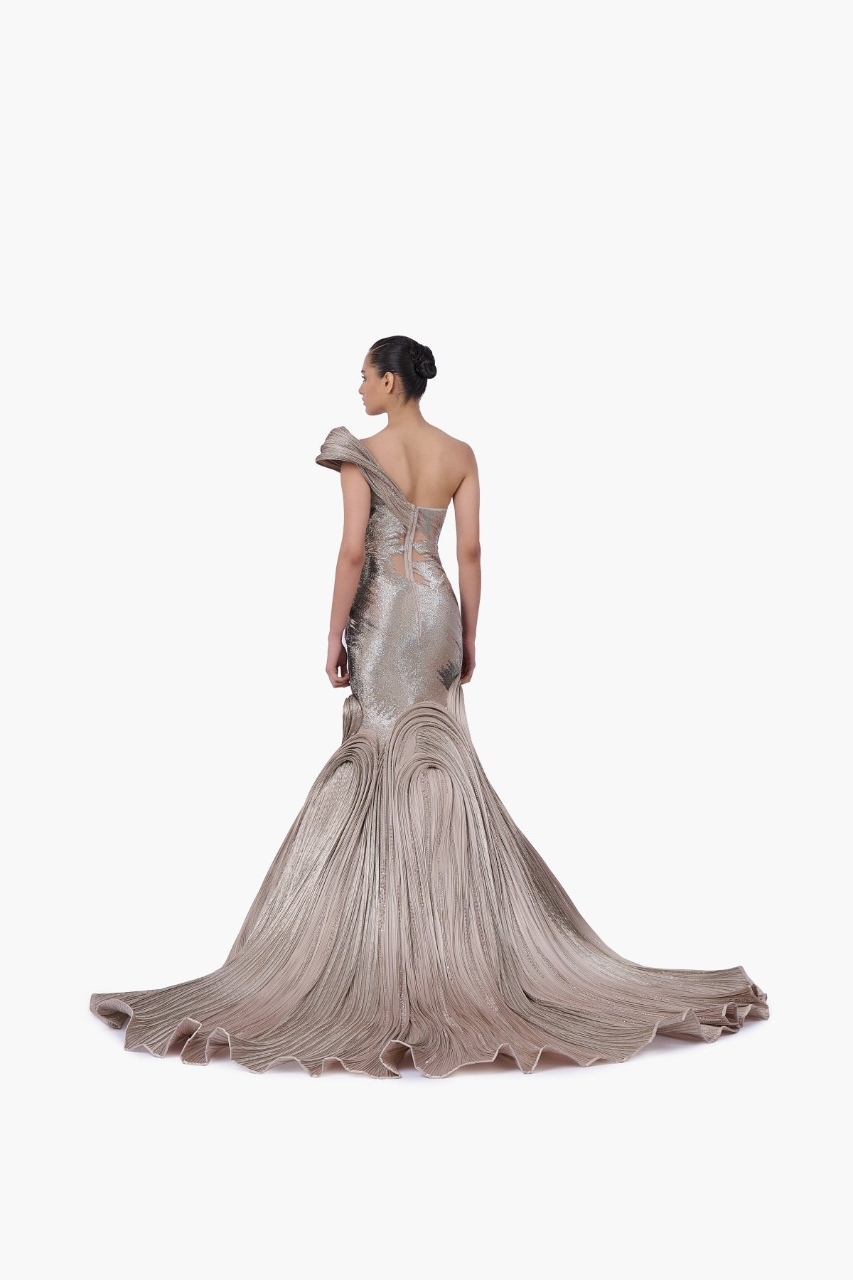 The Sculpted One-Shoulder Satin Gown