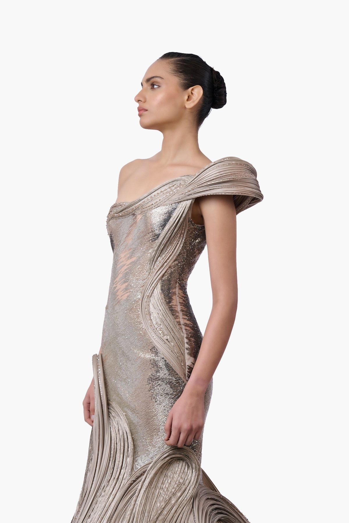 The Sculpted One-Shoulder Satin Gown