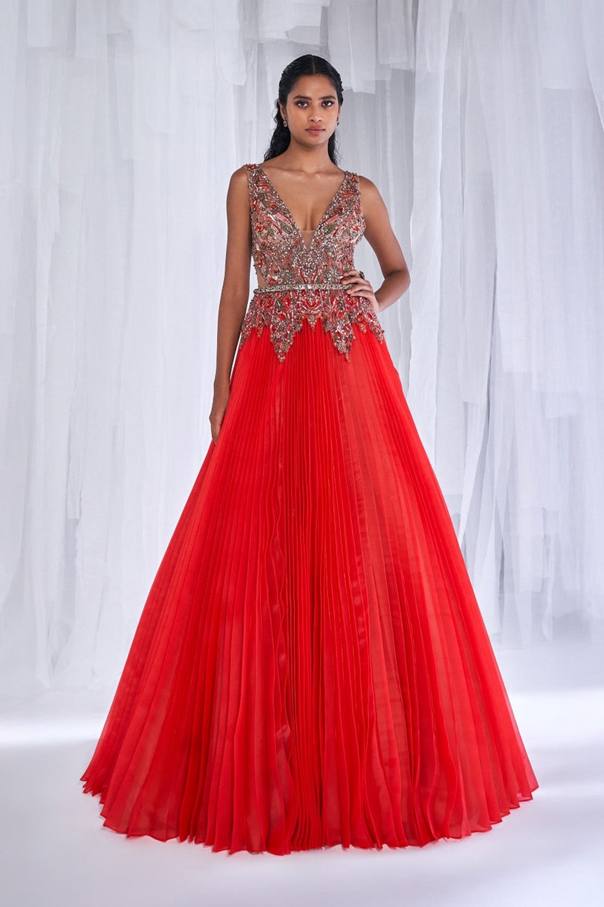 "Bezoar" Pleated Organza Gown