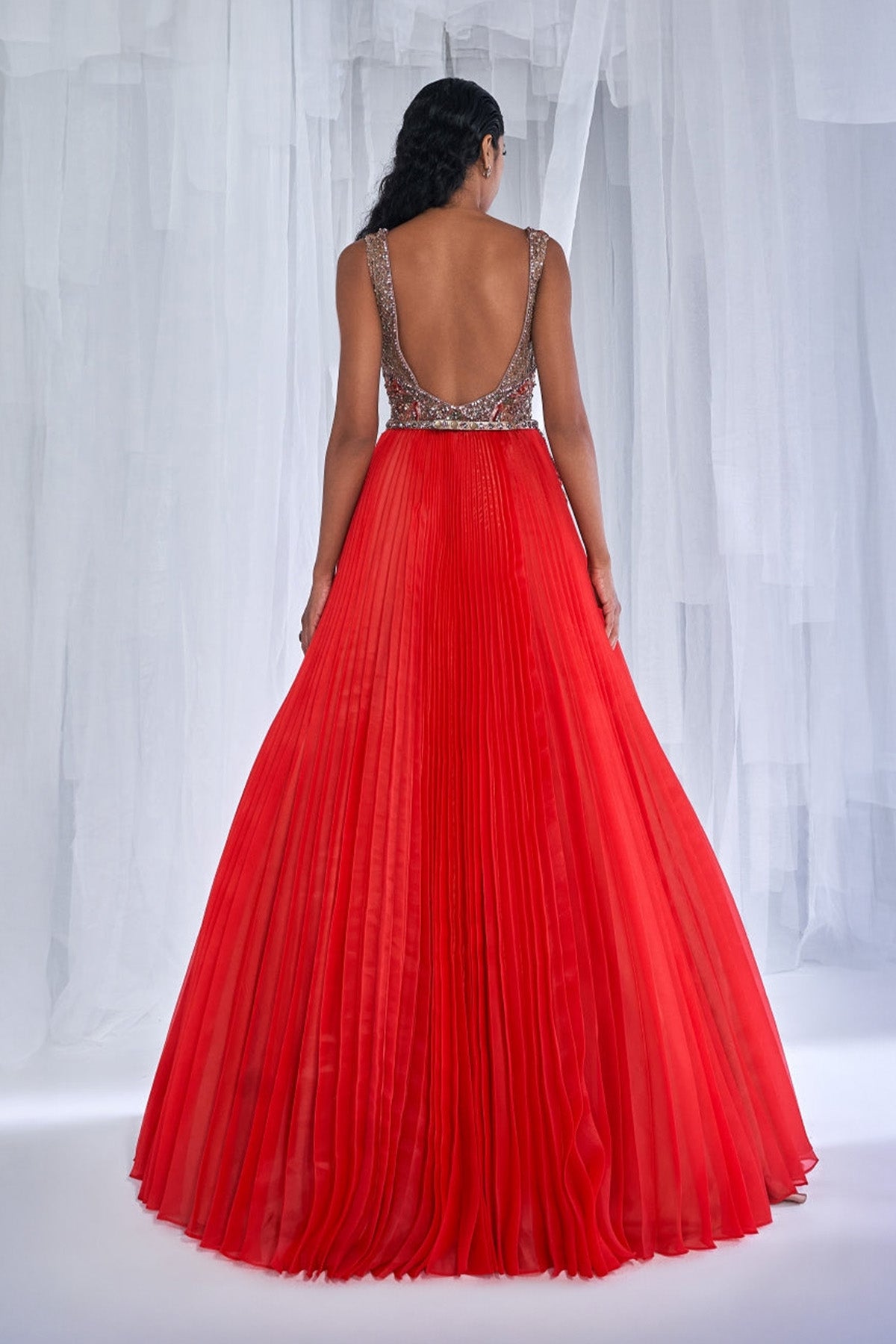 "Bezoar" Pleated Organza Gown