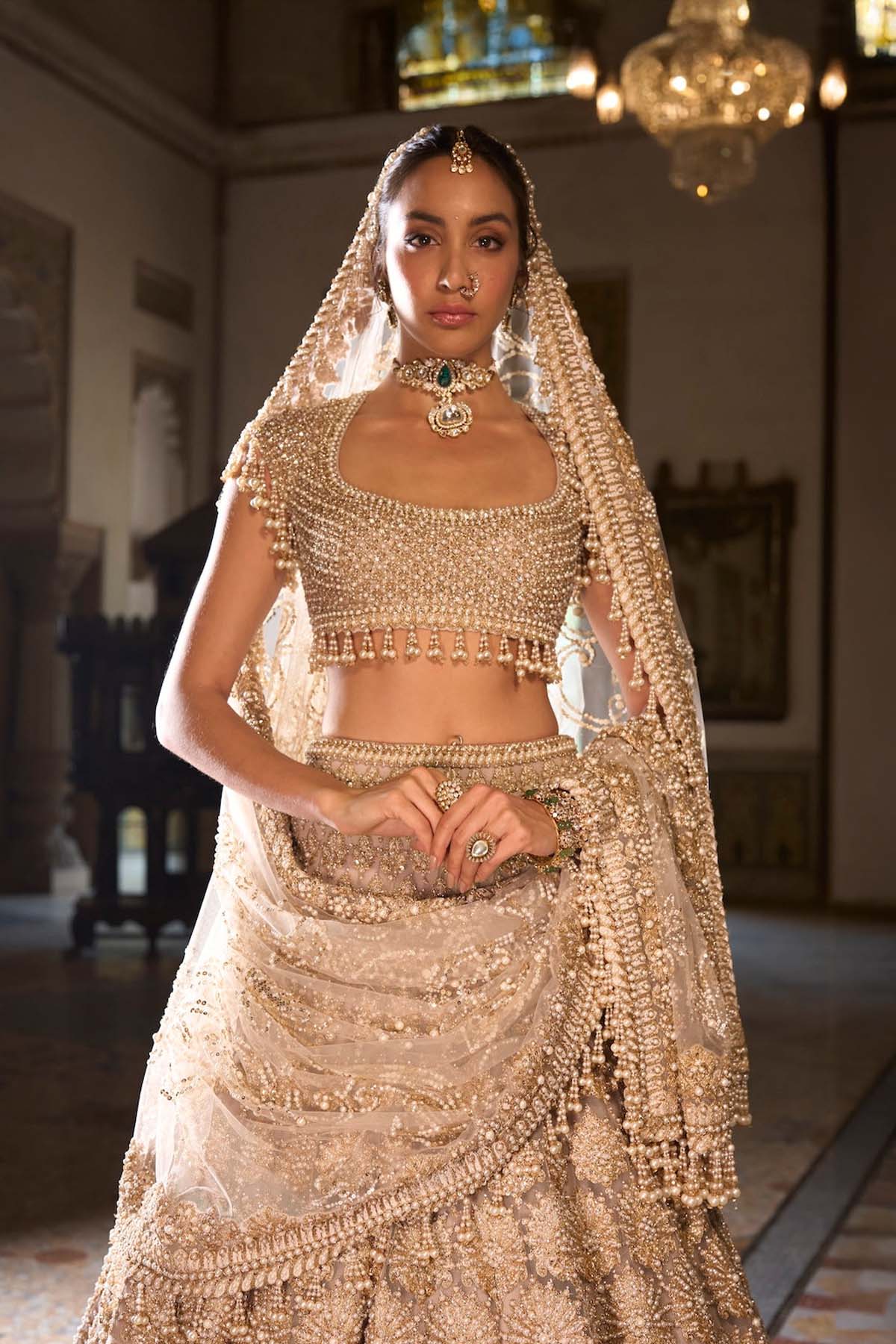 Champagne Pearl Lehenga Set