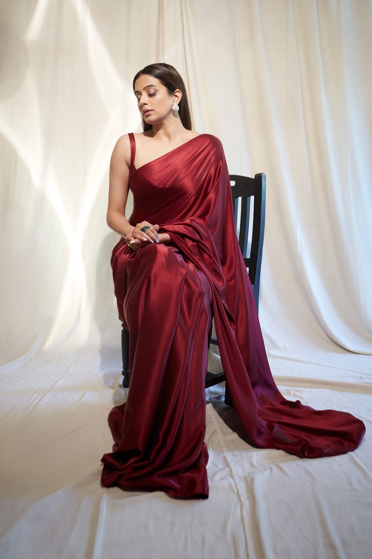 Handwoven Burgundy Rouge Silk Saree