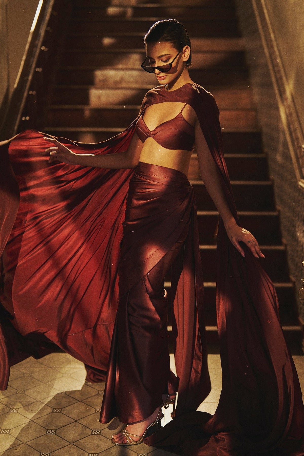 Handwoven Chocolaye Brown Satin Saree
