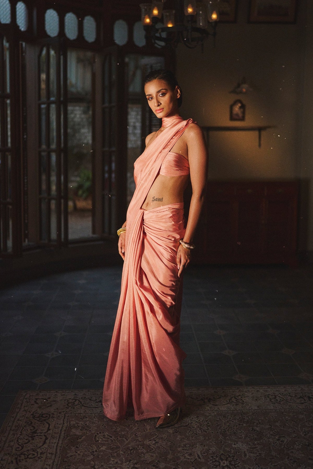 Handwoven Dusty Rose Silk Saree