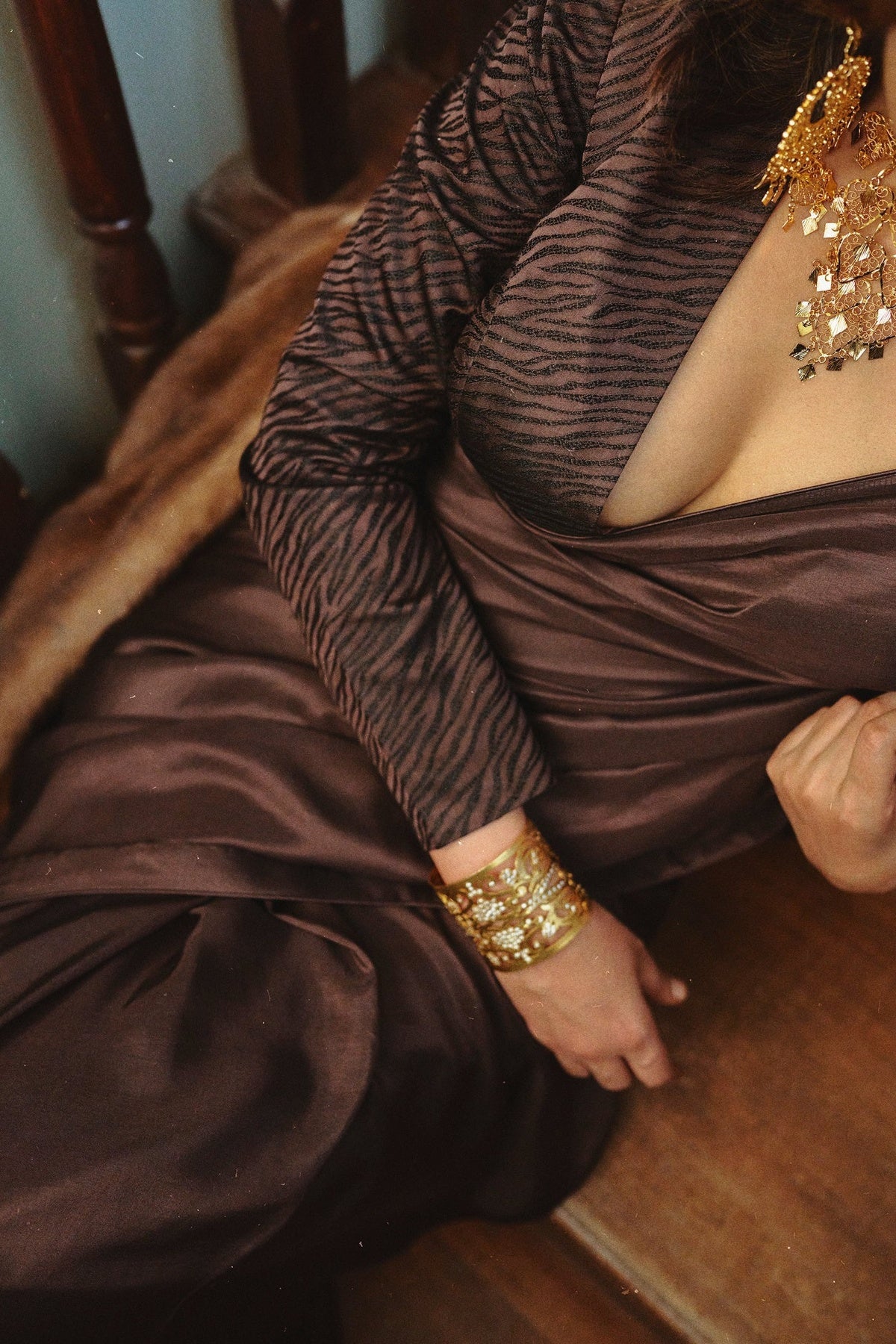 Handwoven Nespresso Brown Silk Saree