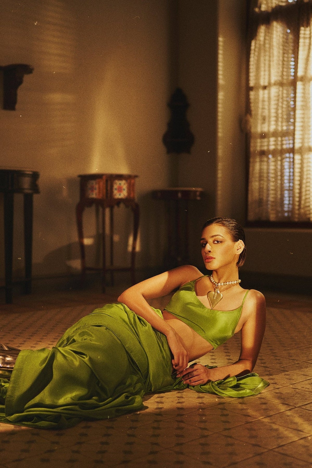 Handwoven Pear Green Silk Saree