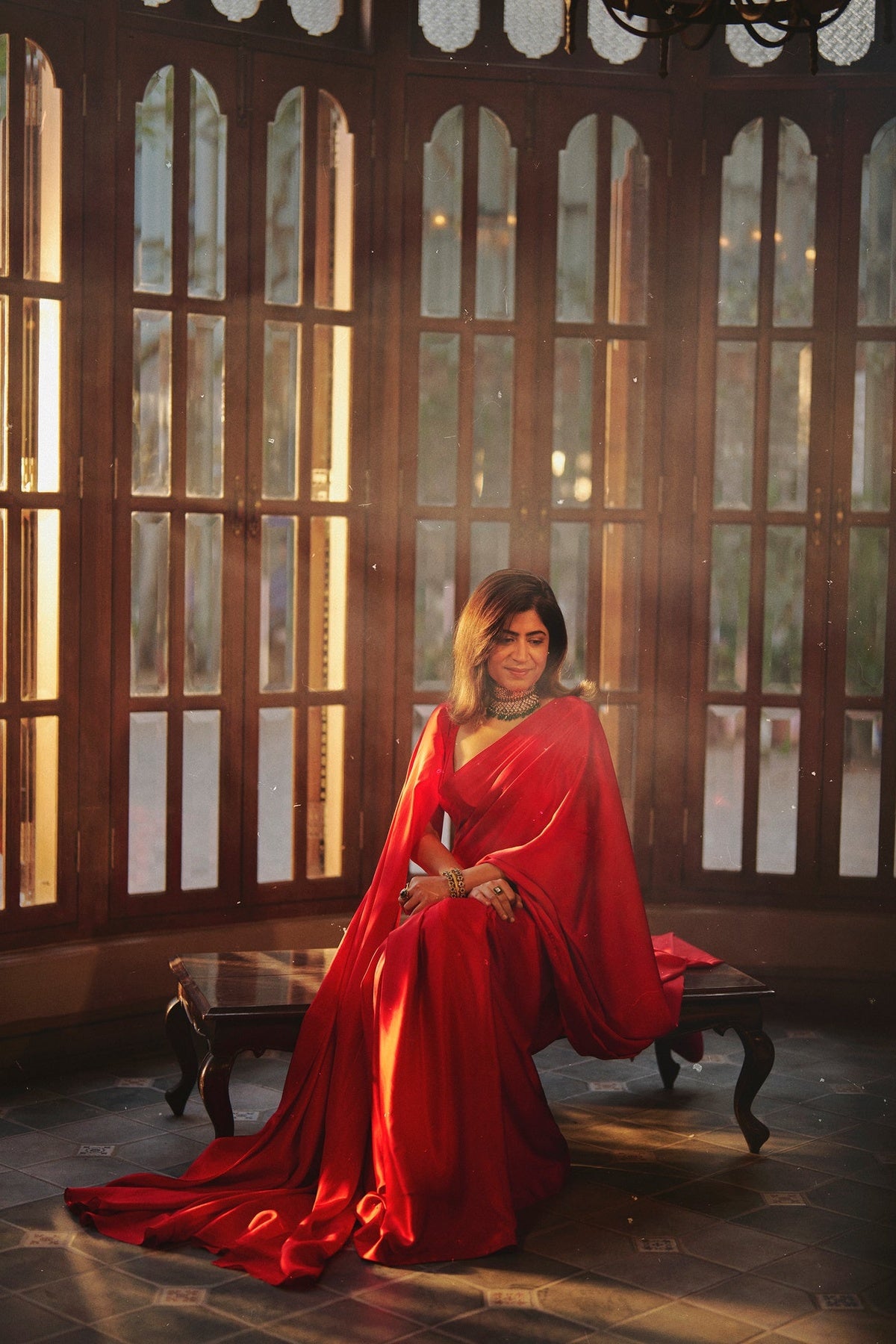 Handwoven Scarlet Silk Saree