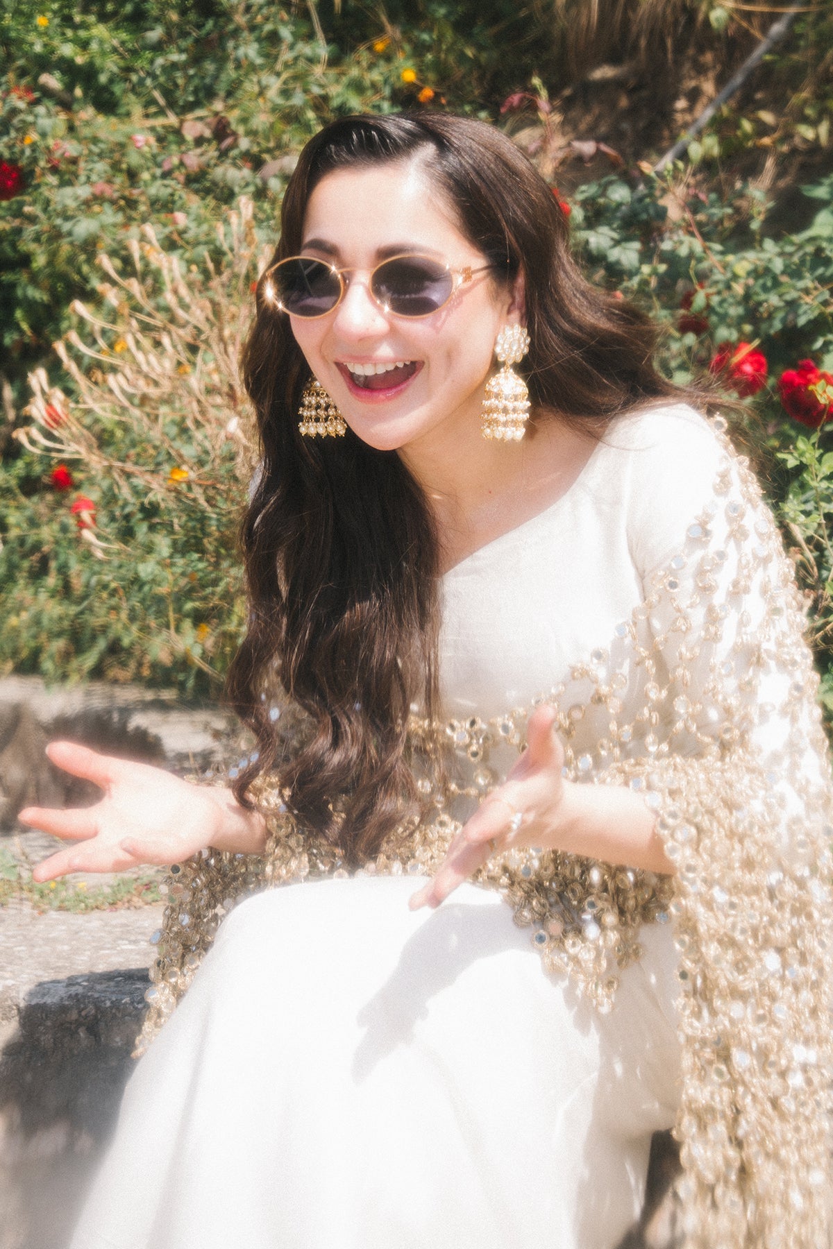 Hania Amir in Saher Sharara Set with Mirror Jaal Dupatta