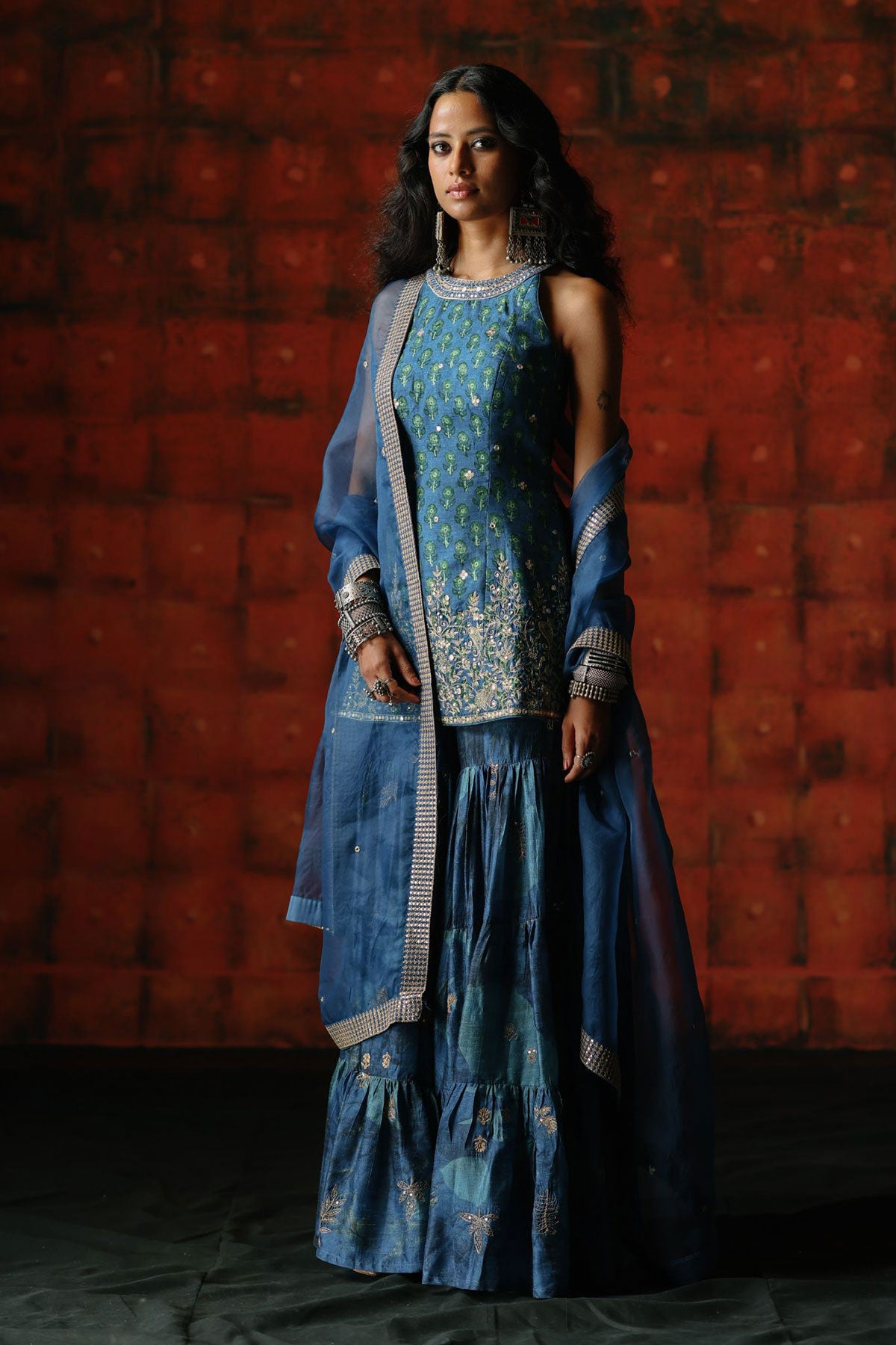 Indigo sharara set