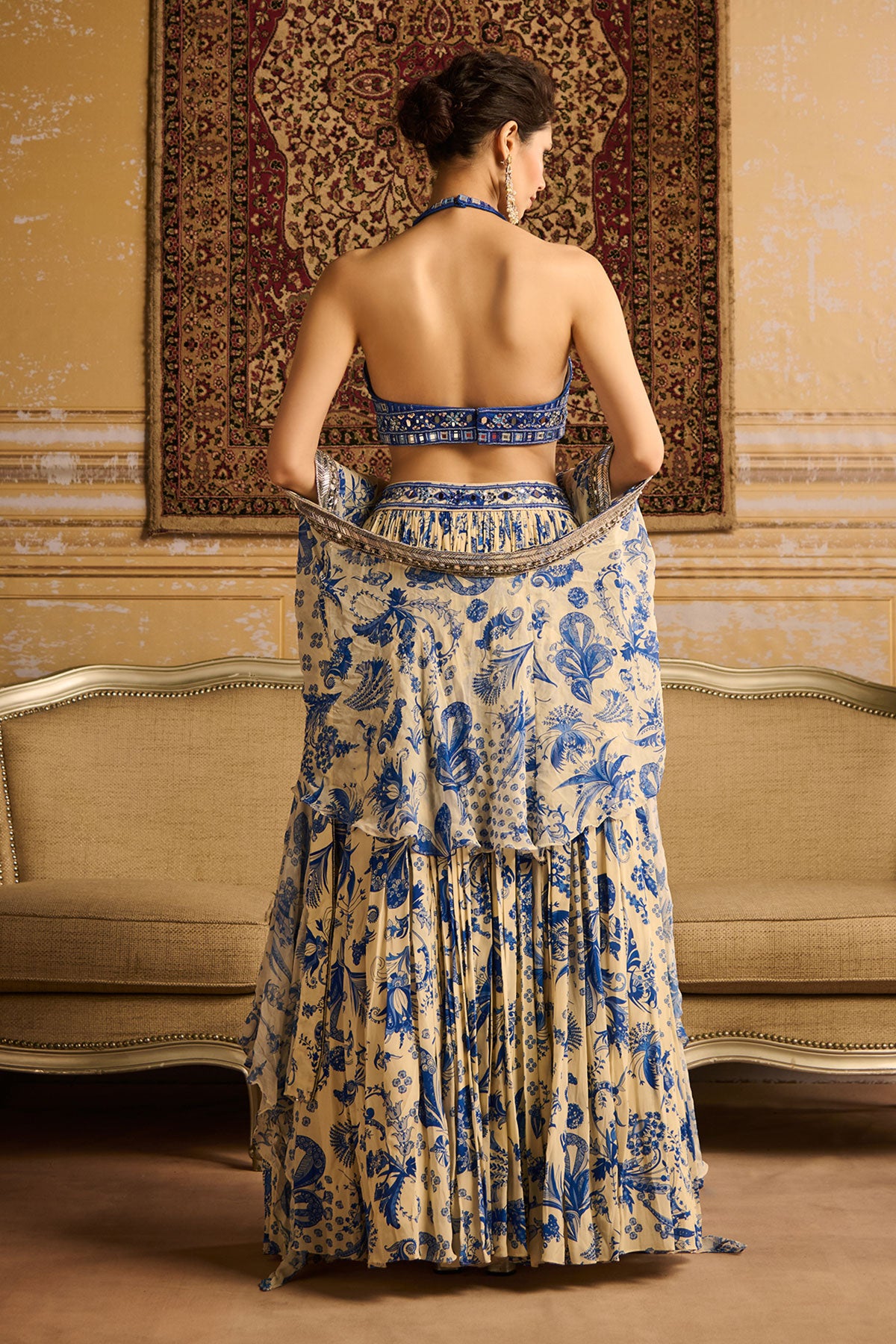 Mrunal Thakur in Blue embroidered blouse and  lehenga set