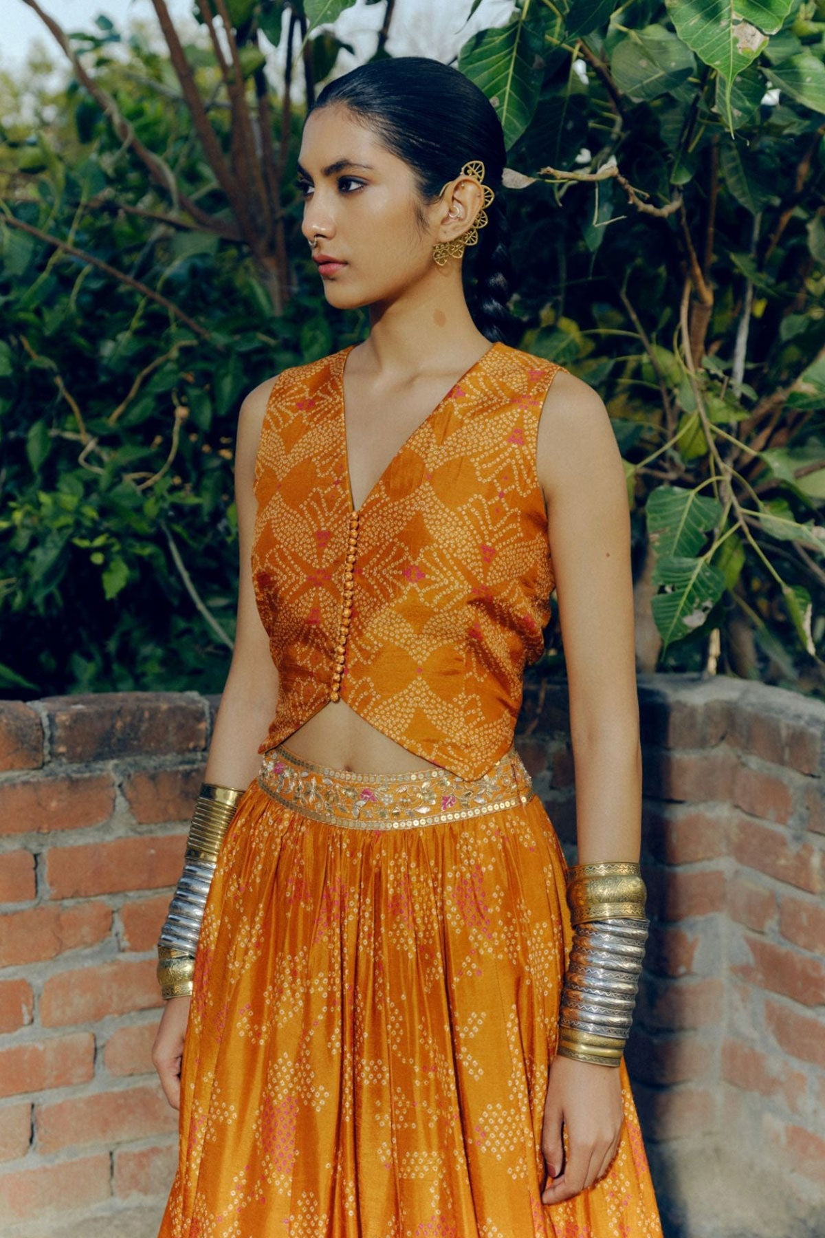Ochre lehenga set