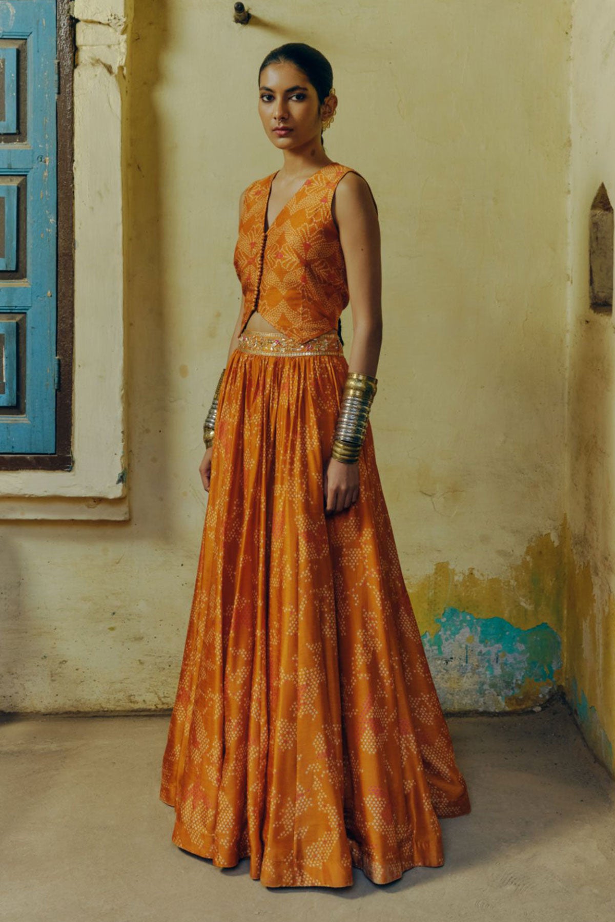 Ochre lehenga set