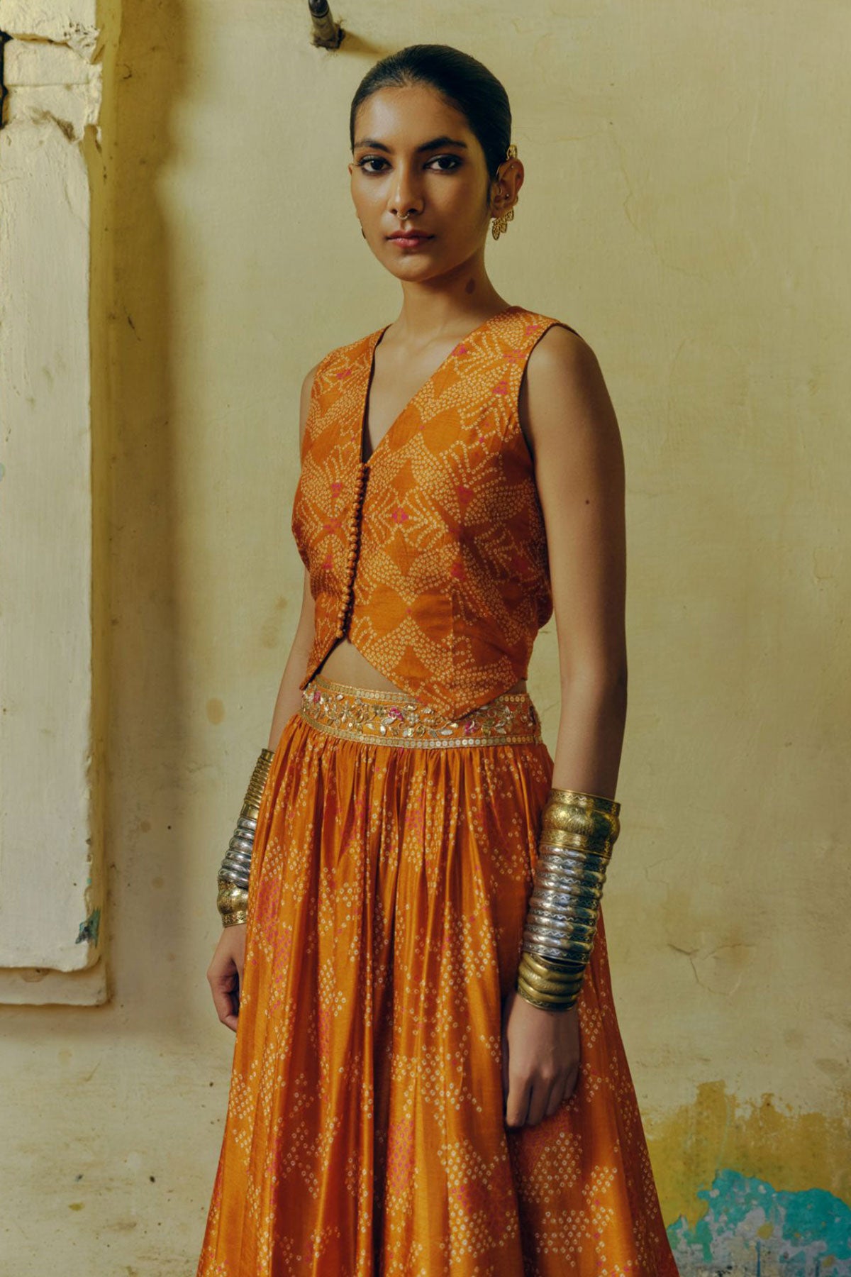 Ochre lehenga set