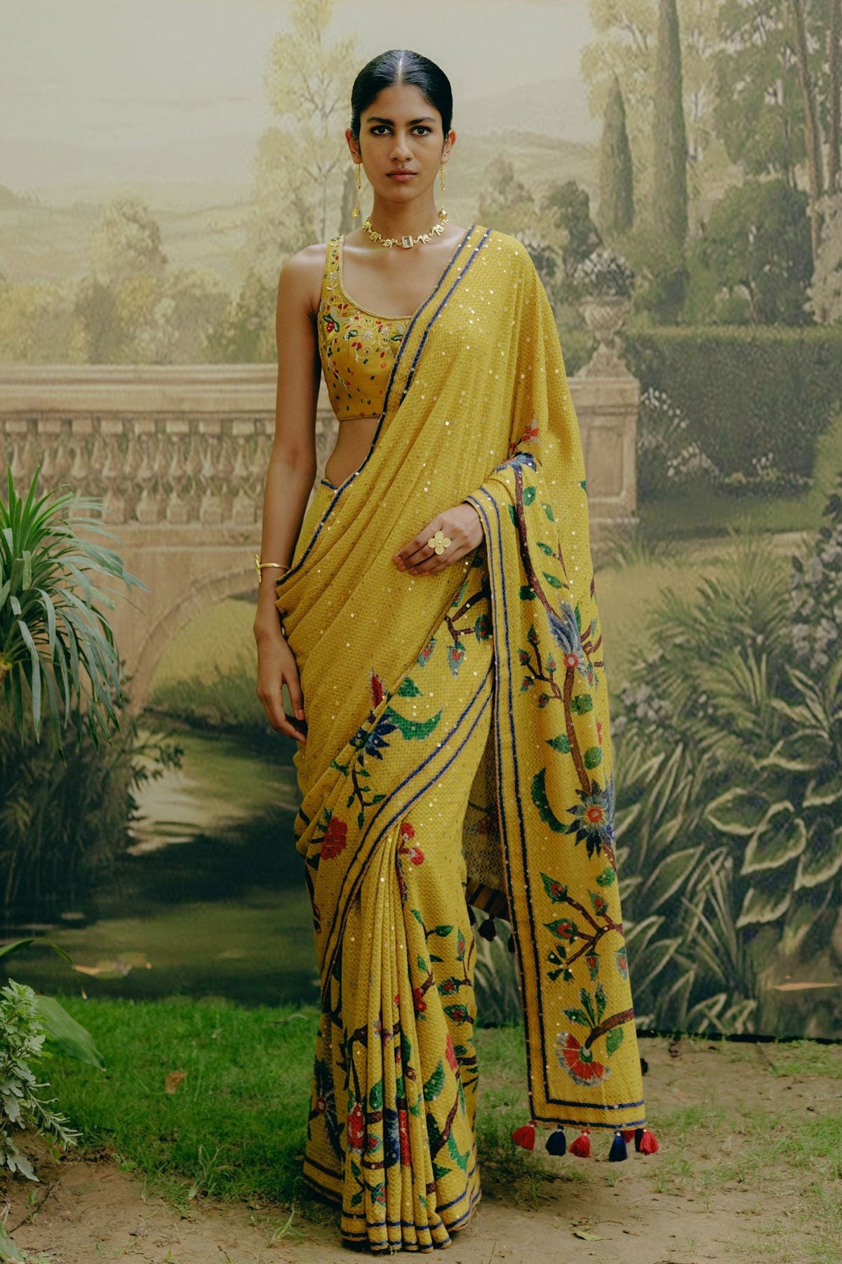 Sunflower yellow saree