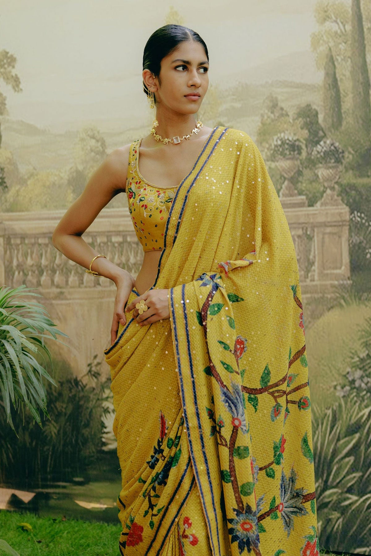 Sunflower yellow saree