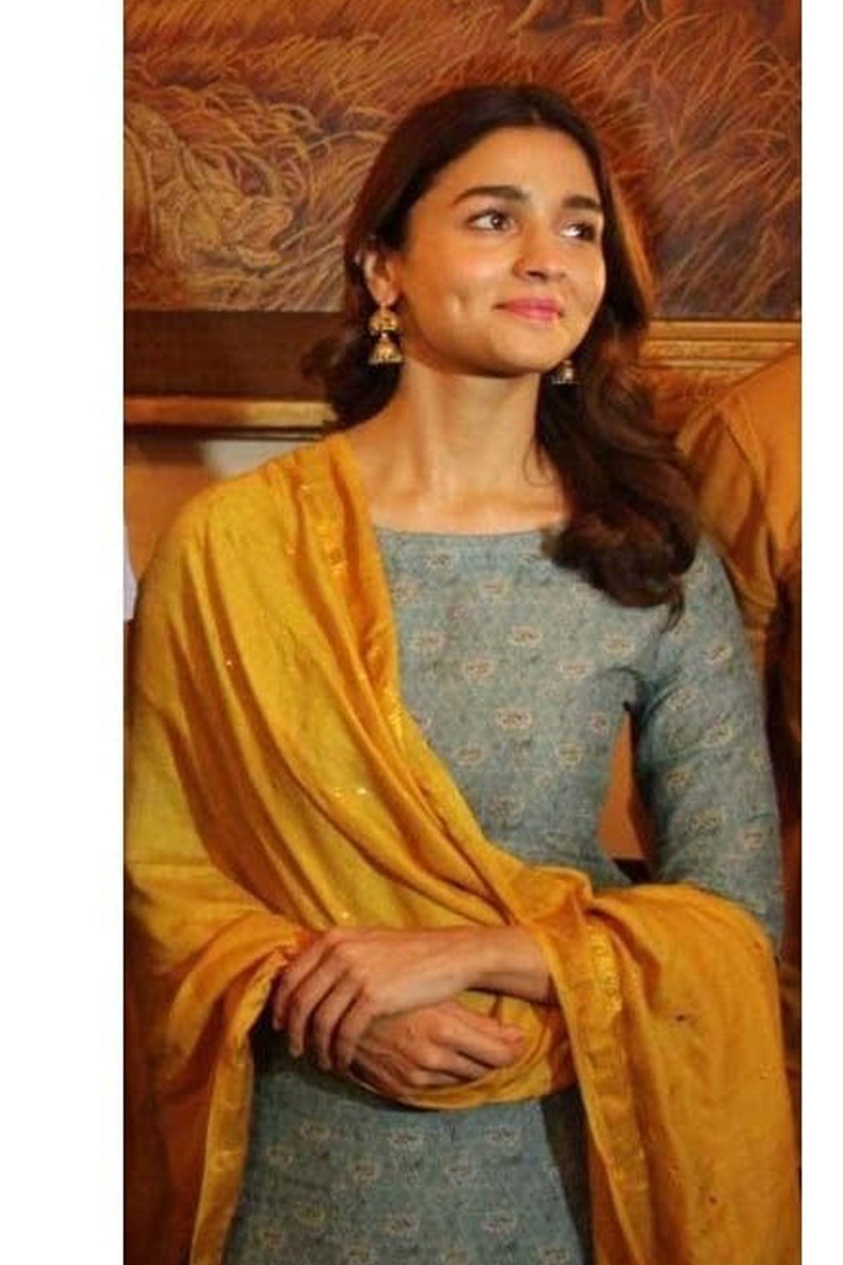 Blue Kurta with Mustard Duppata