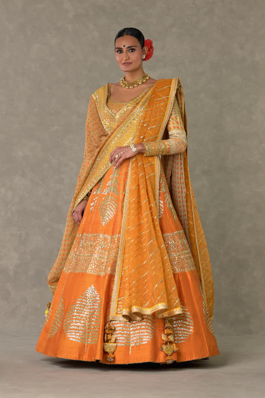 Rust Paan-Patti Lehenga