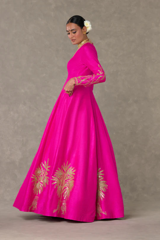 Rani Pink Faux Blooming Gown | Modest evening dress, Gowns, Gown with  dupatta