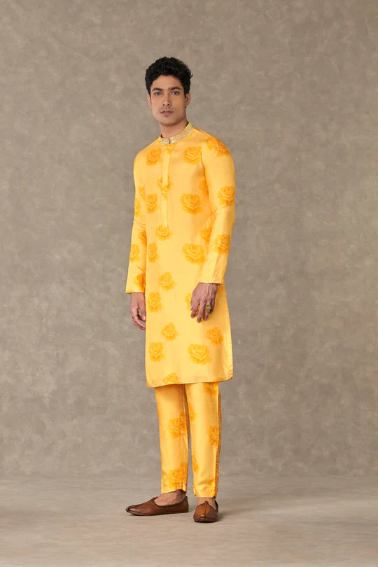 Yellow Gulaab Kurta Set With Pants