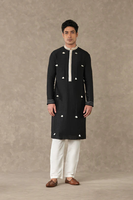 Black Tassel Kurta With Pants