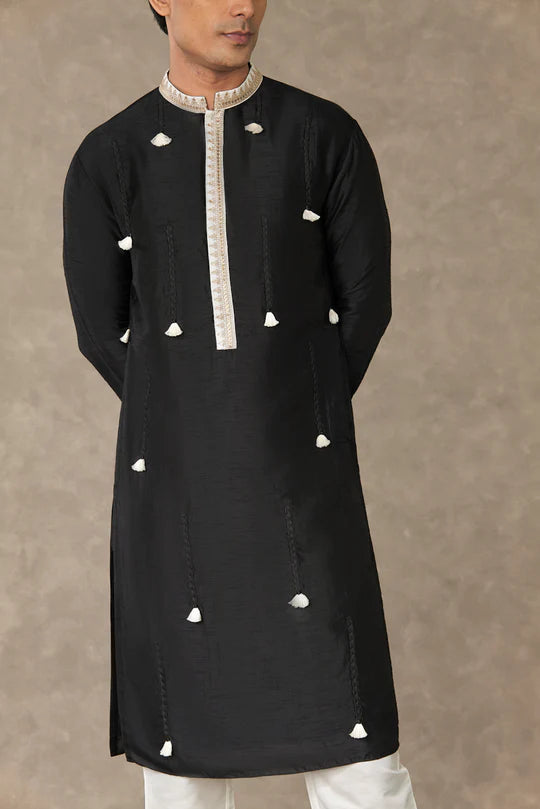 Black Tassel Kurta With Pants