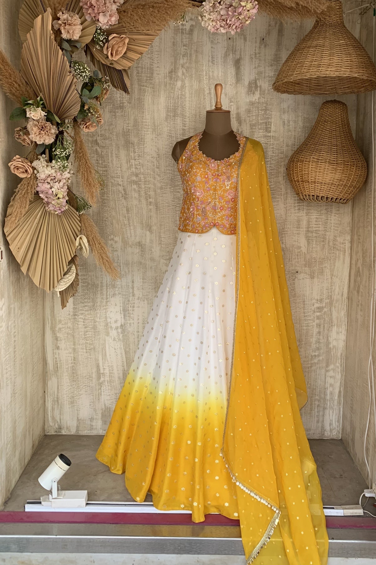 Yellow Ombre Zeenat Leh Set - Ready to ship