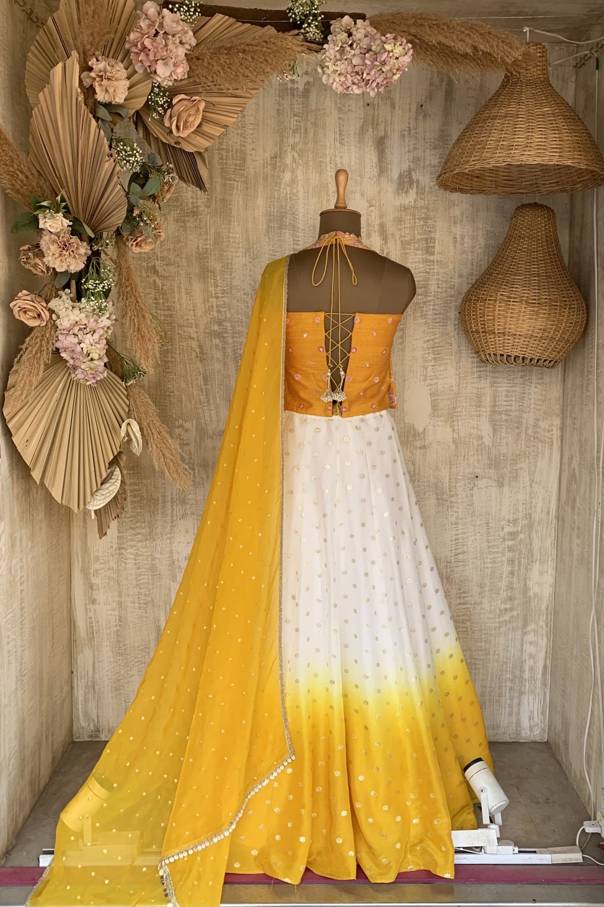 Yellow Ombre Zeenat Leh Set - Ready to ship