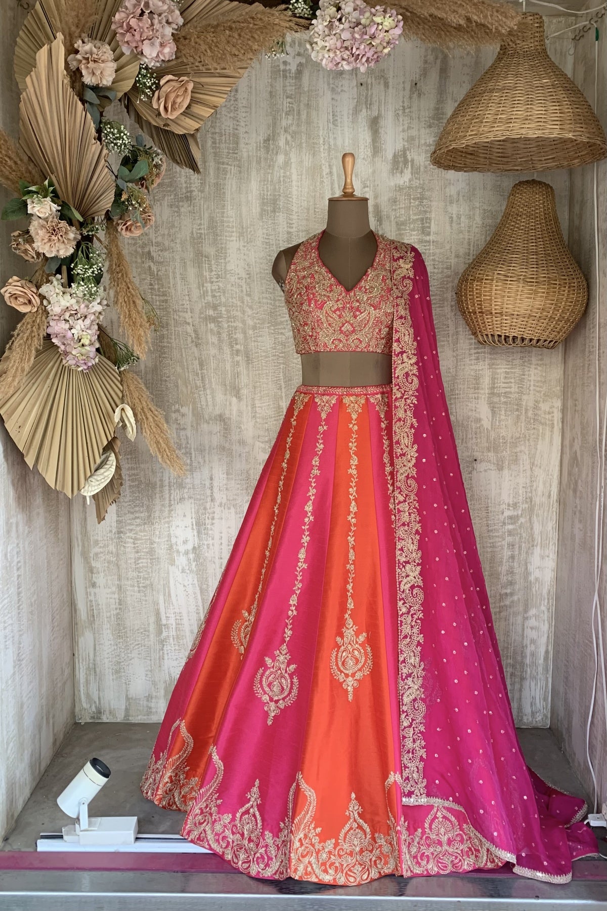 Pink And Orange Saira Lehenga - Ready to ship