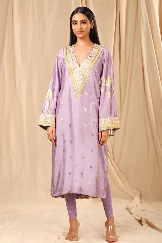 Lilac Wine Garden Kurta Only (No Pants)