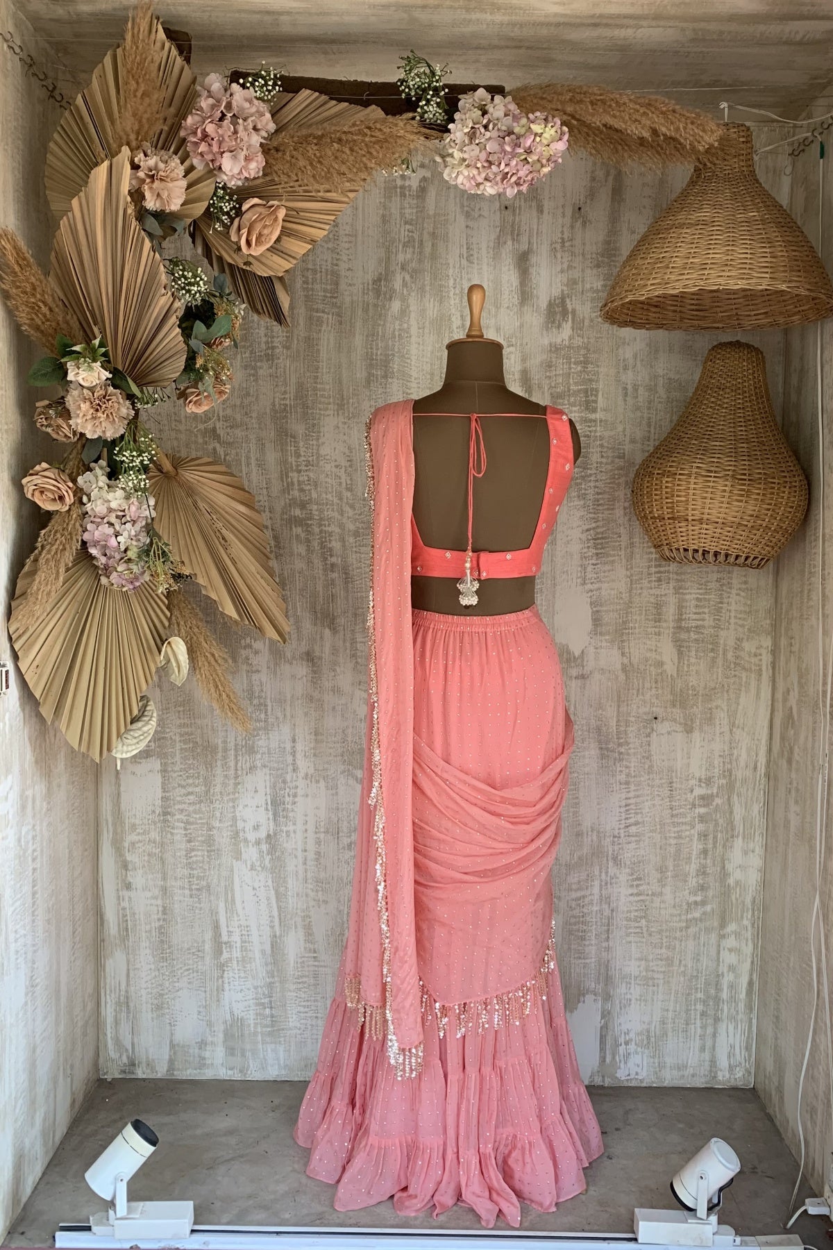 Peach Frill Ines Saree - Ready to ship