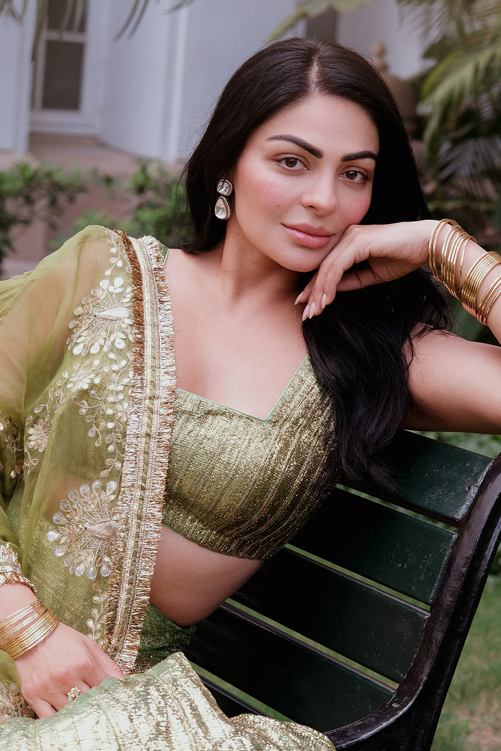 Neeru Bajwa in Reshmi Angoori Lehenga Set