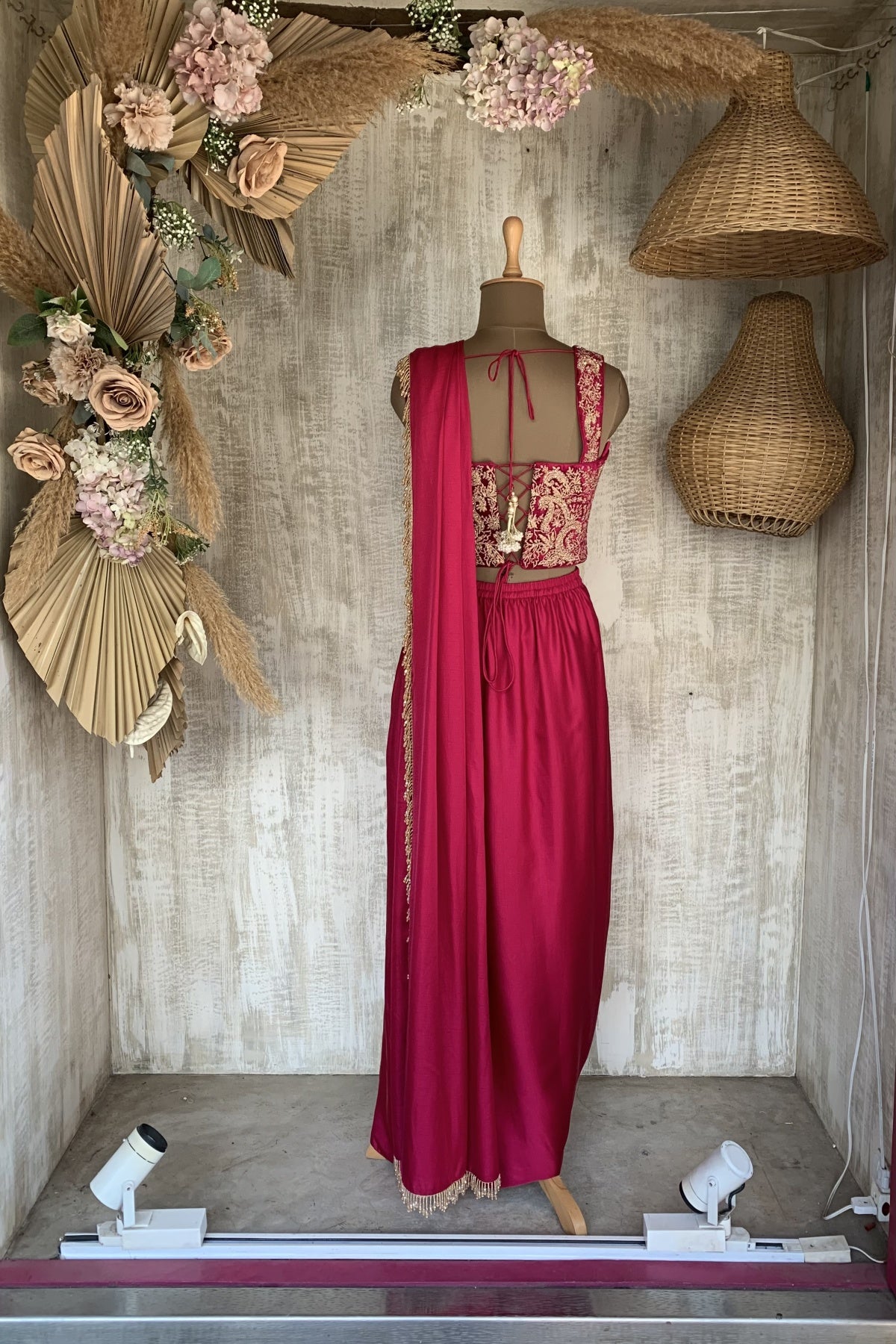 Pink Lekha Slit Saree - Ready to ship