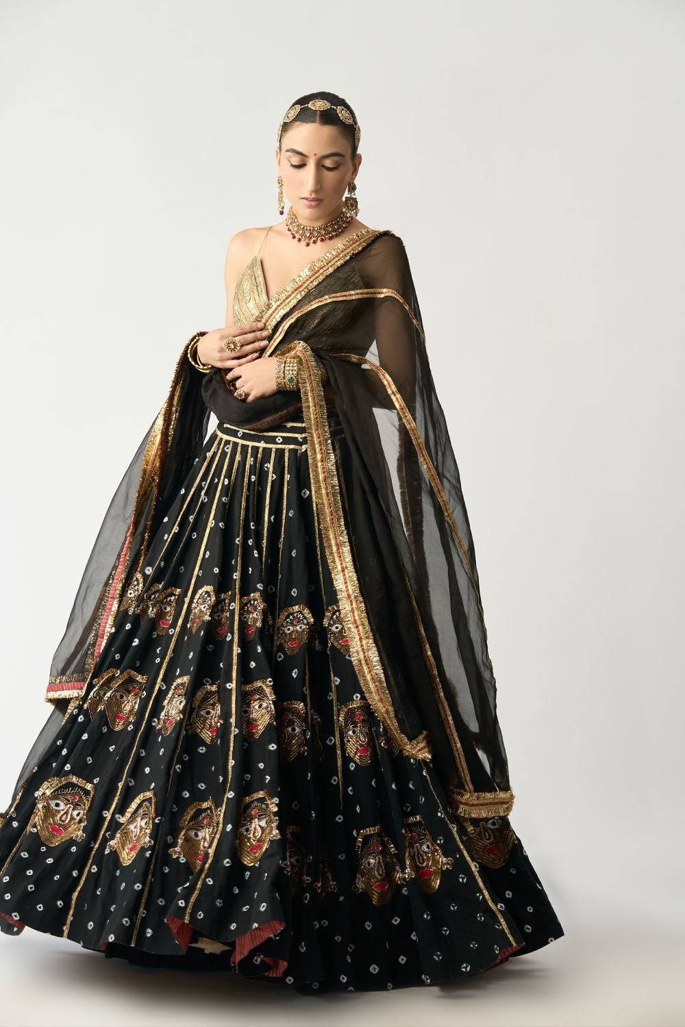 Reshma Bandhani Kala Kaptputli Lehenga Set