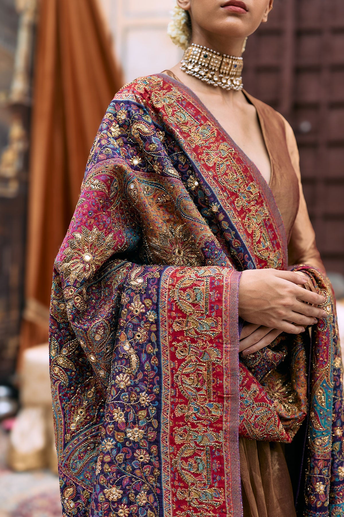 Kanthi Anarkali and Jamawaar Shawl Set