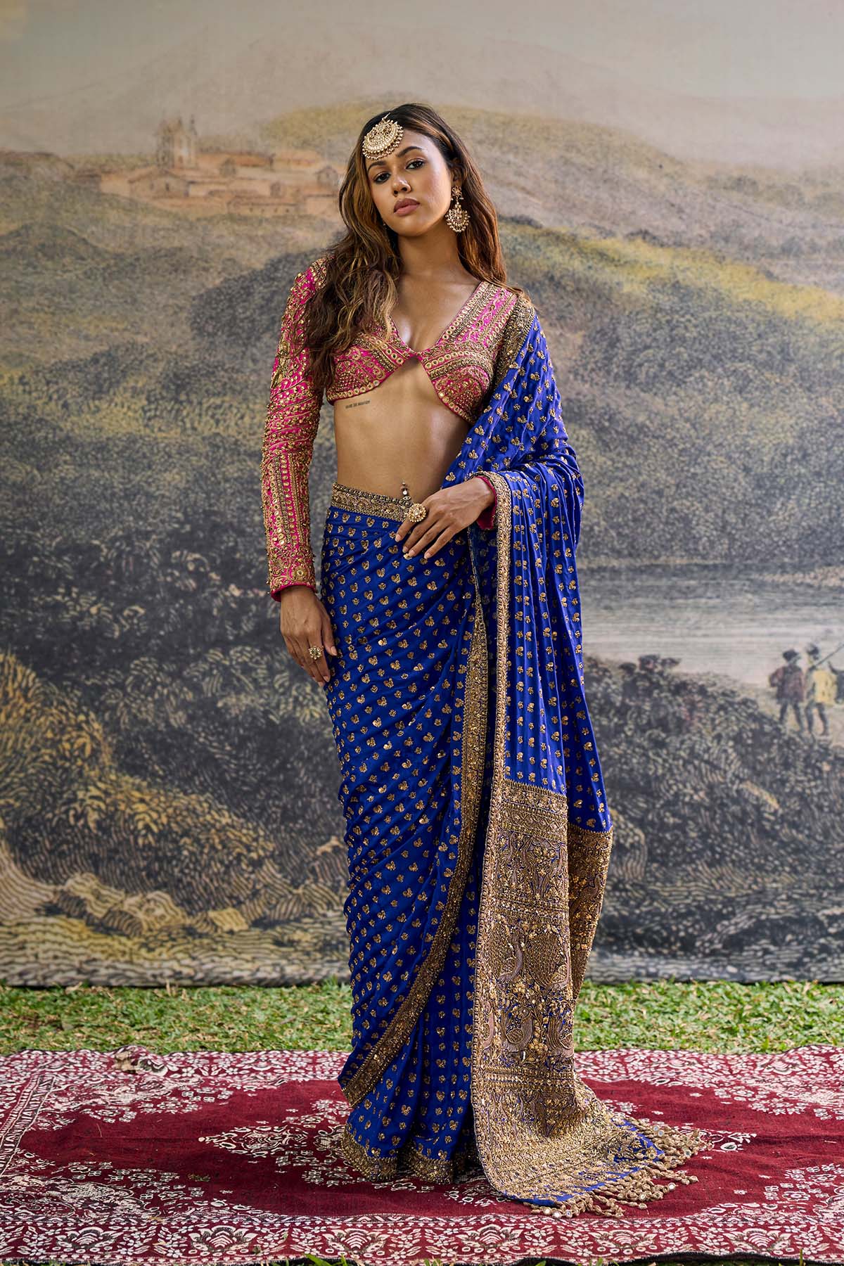 Neelpari Dabka Silk Saree Set