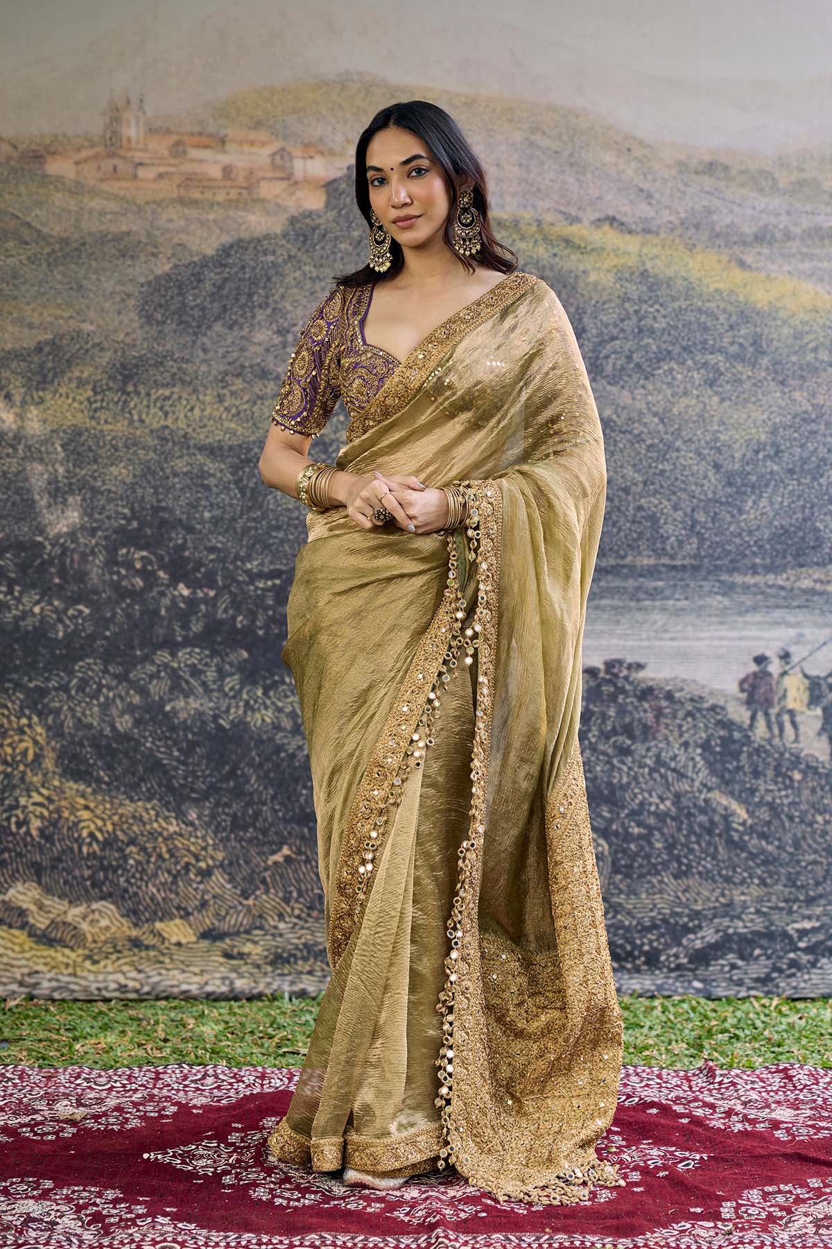 Zarvika Fusion Tissue Saree Set