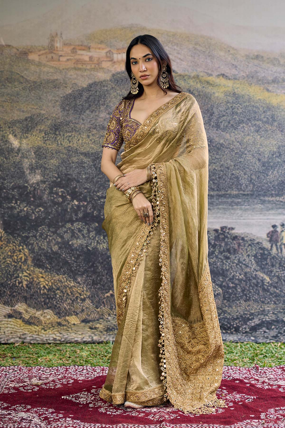 Zarvika Fusion Tissue Saree Set
