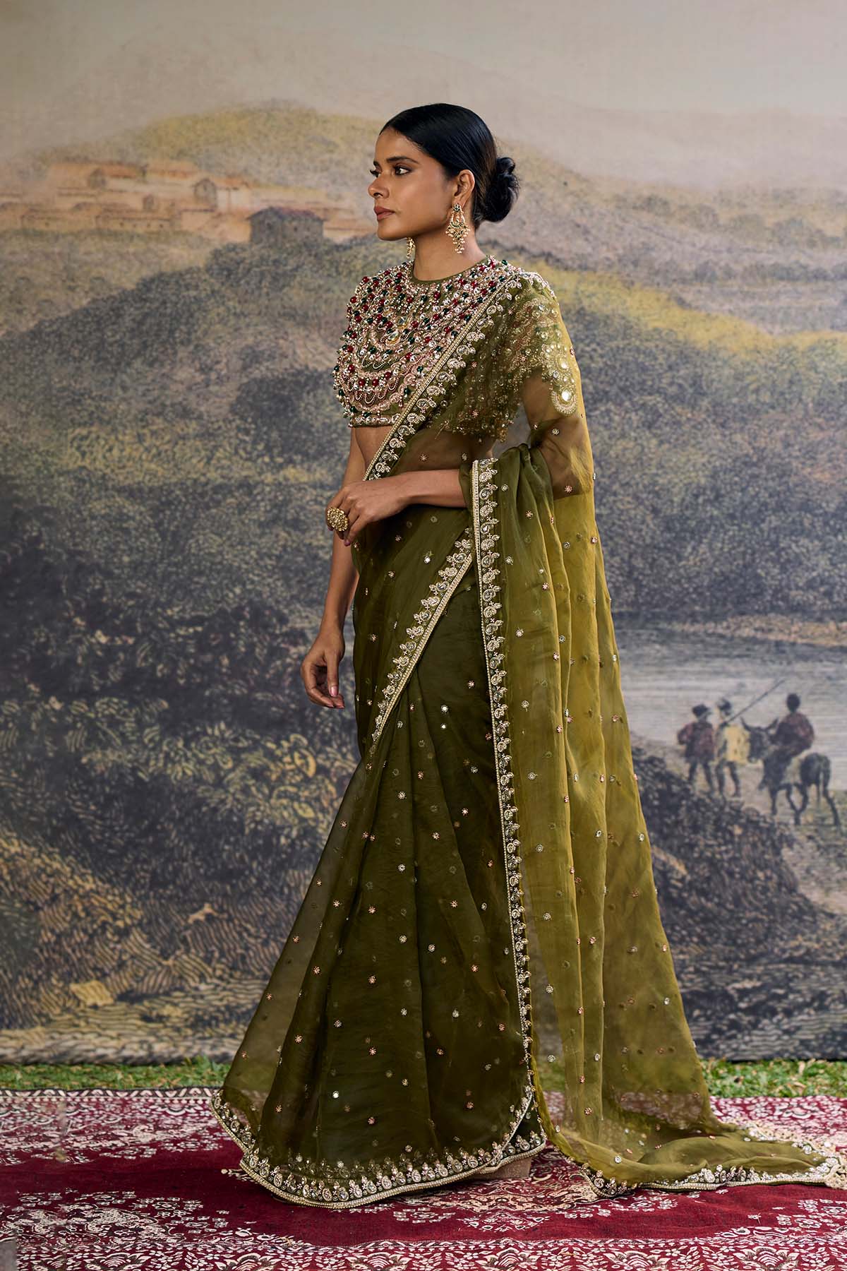 Zoya Jewel Organza Saree Set