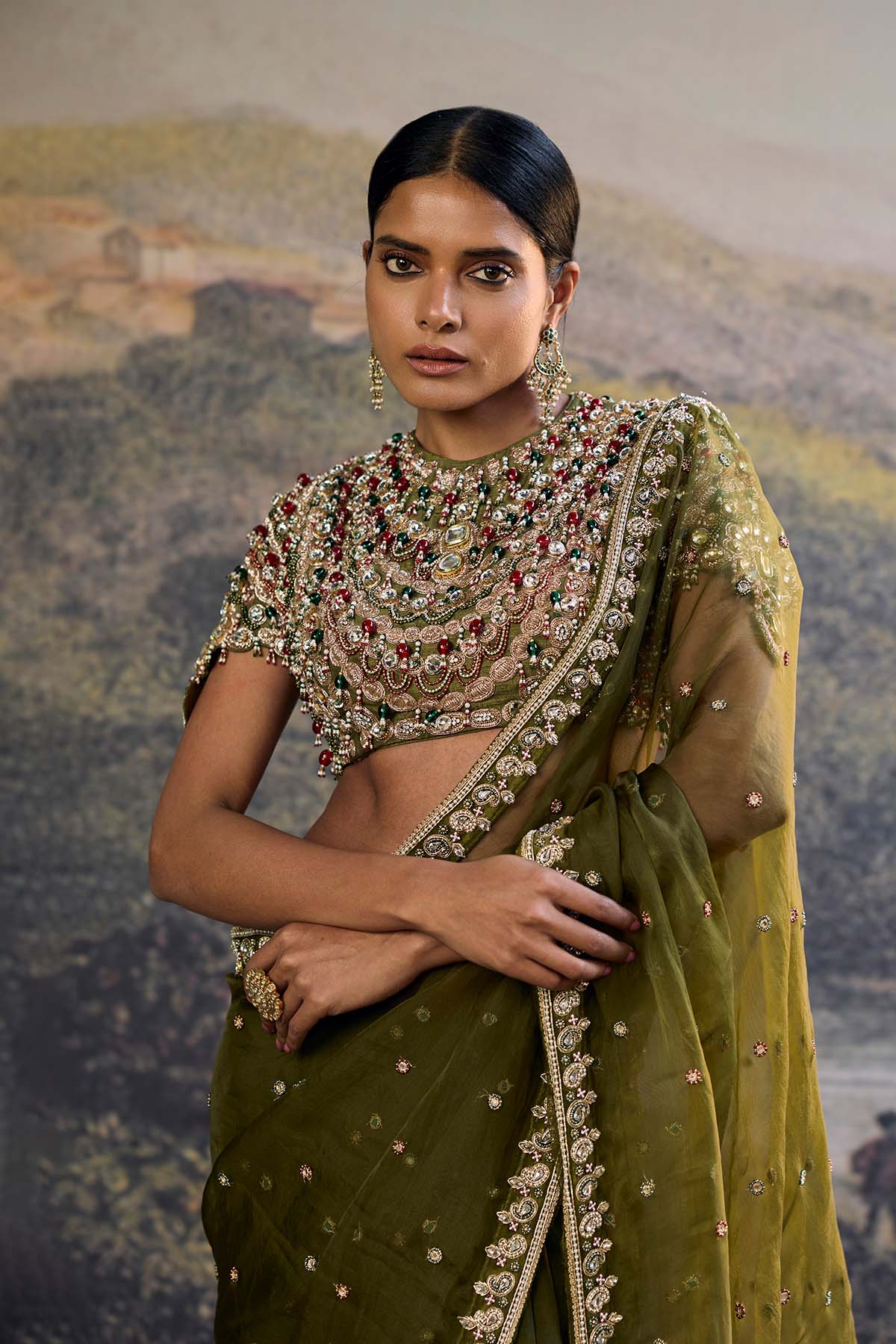 Zoya Jewel Organza Saree Set