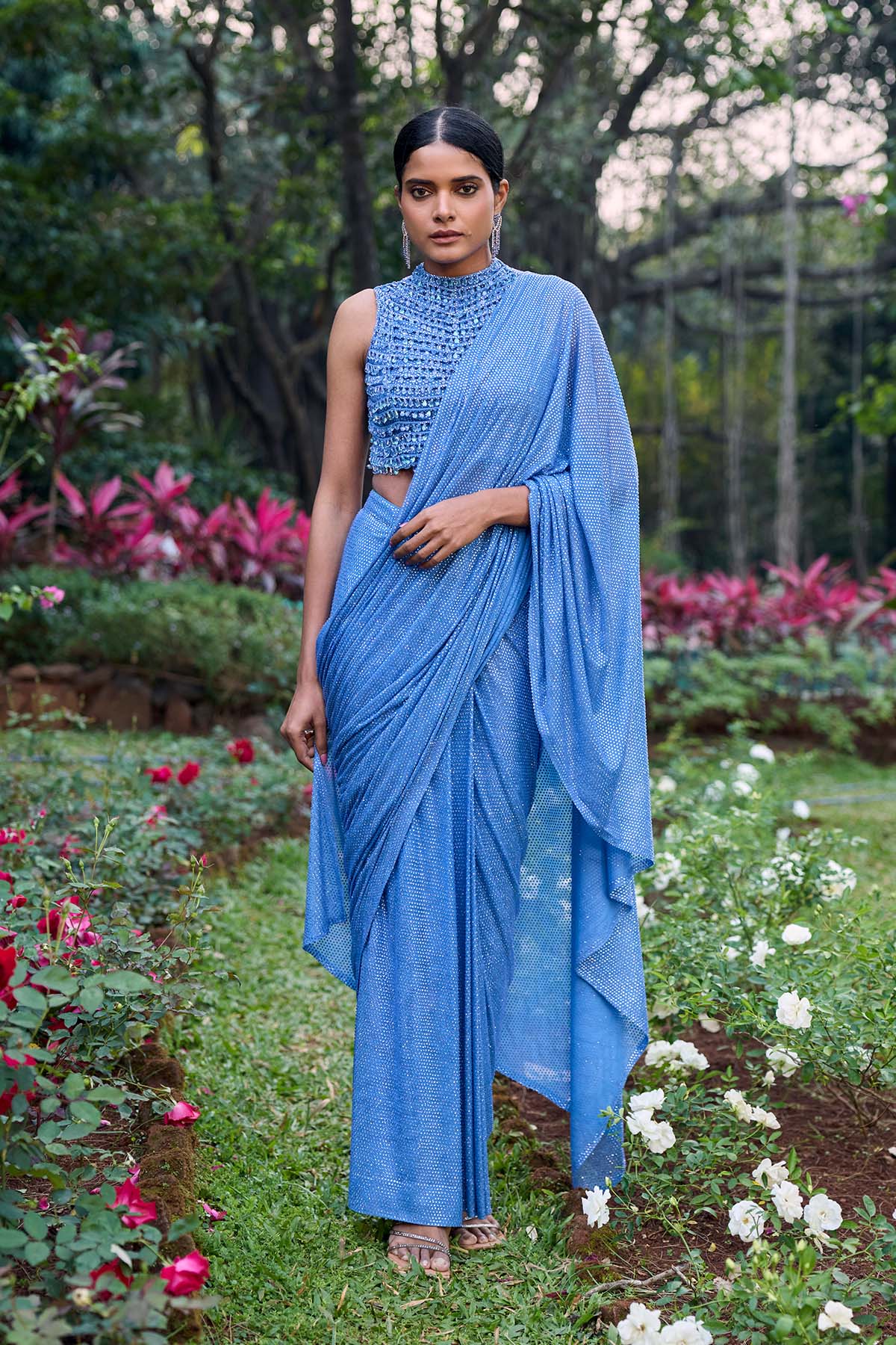 Neel Tara Crystal Saree Set