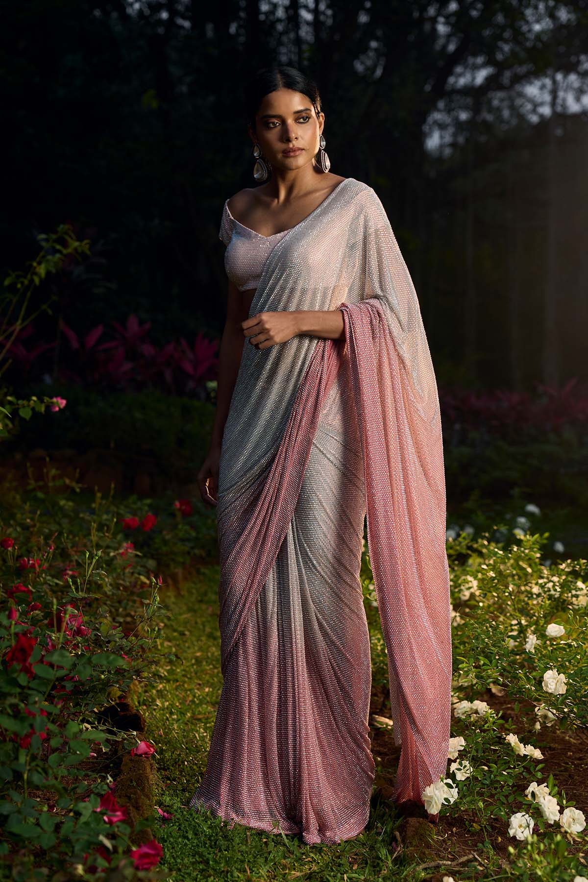 Gulrangi Crystal Saree Set