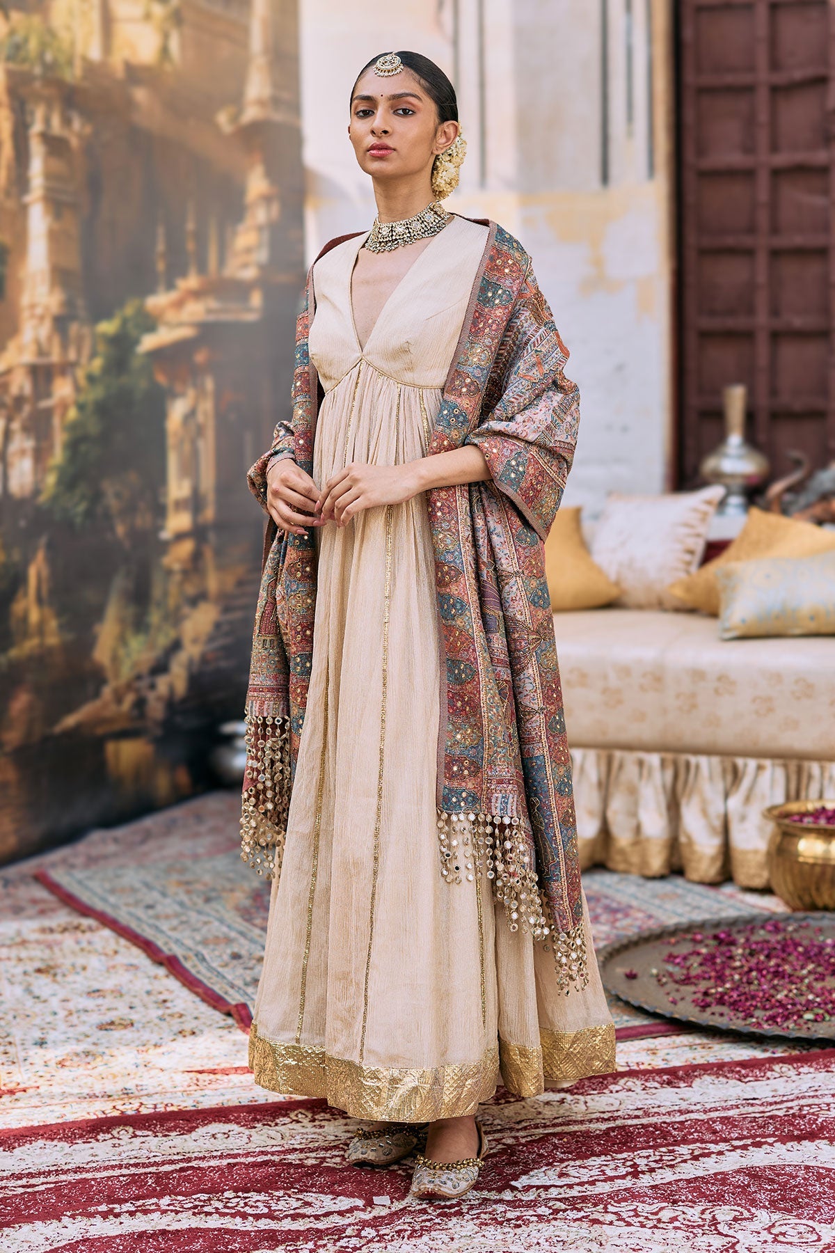 Sharanya Anarkali and Jamawar Shawl Set