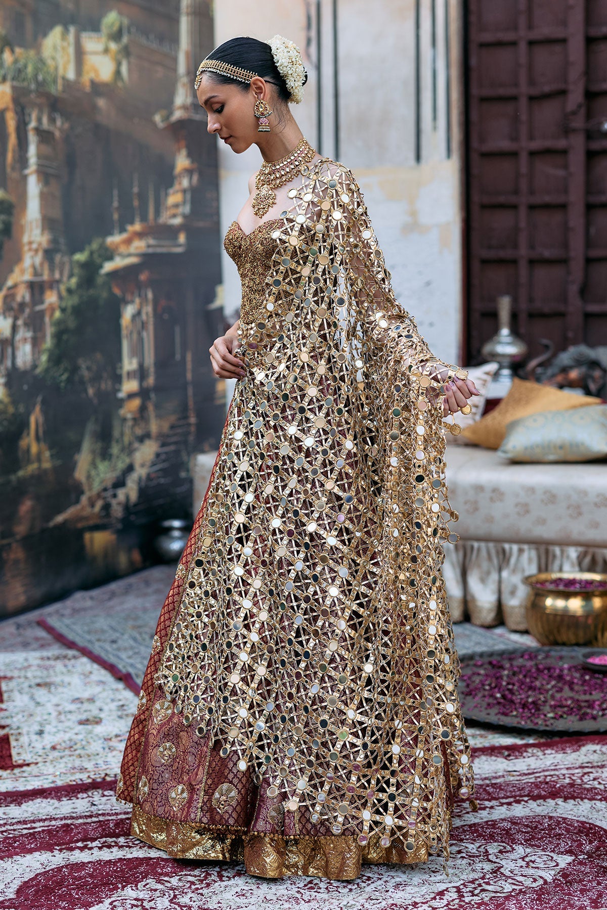 Arunima Lehenga Set with Chhavi Jaal Veil