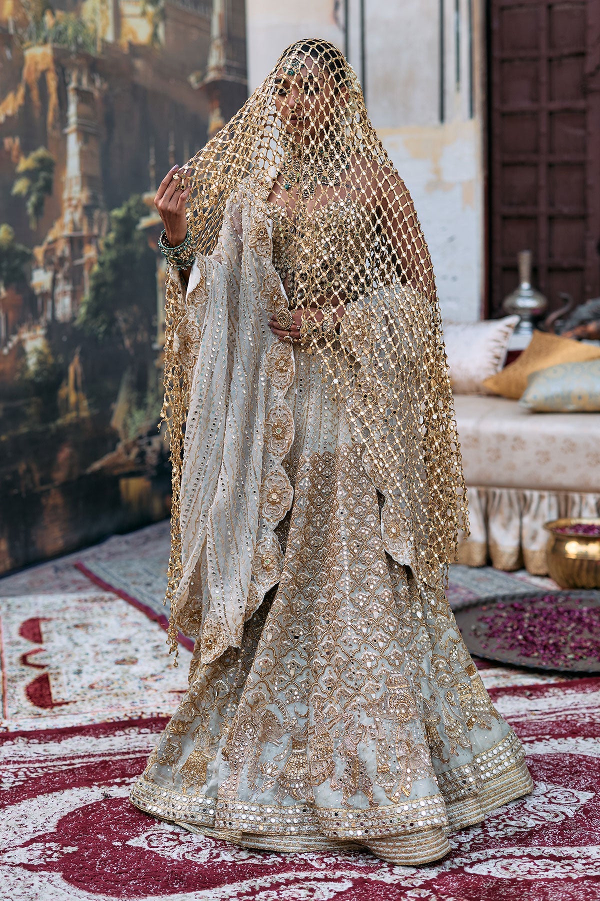 Rajbaraat Lehenga with Sheeshya Veil Set