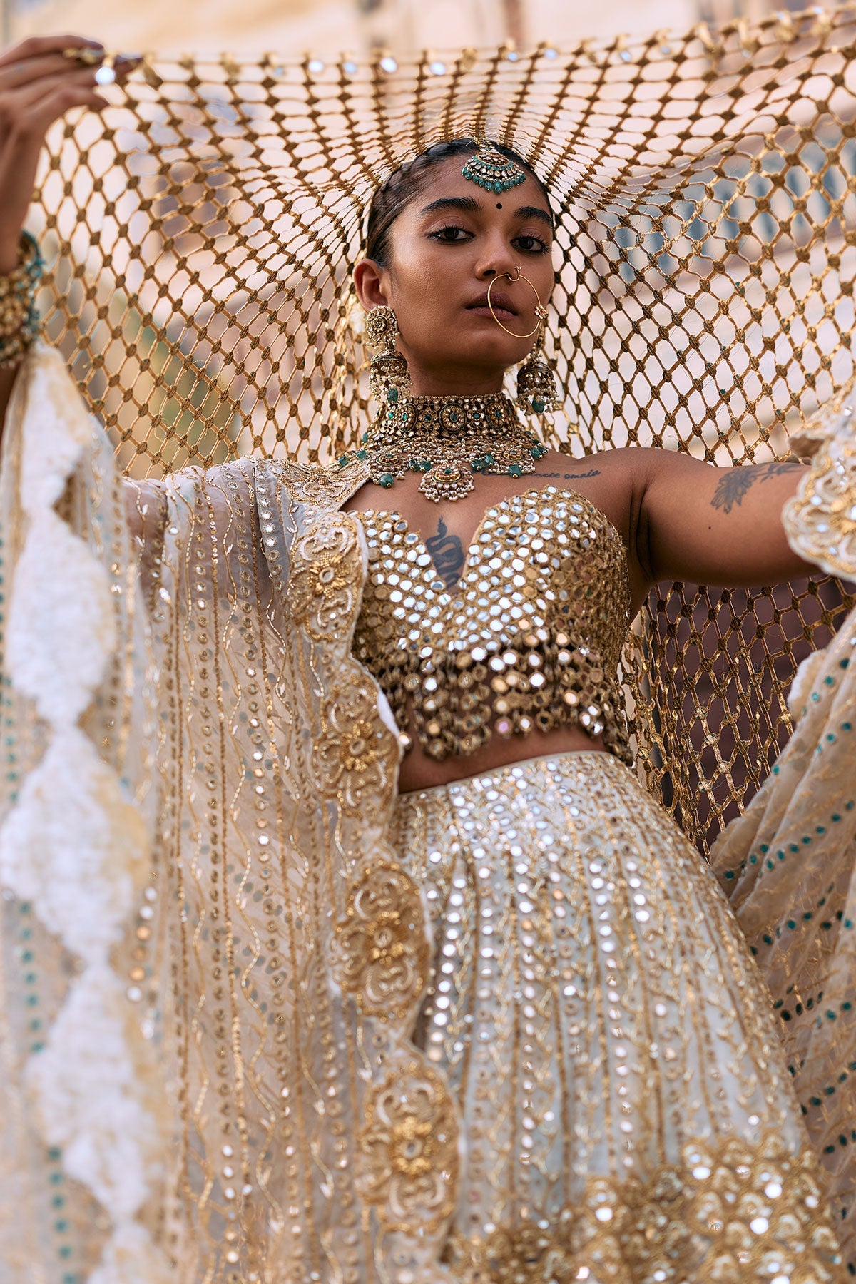 Rajbaraat Lehenga with Sheeshya Veil Set