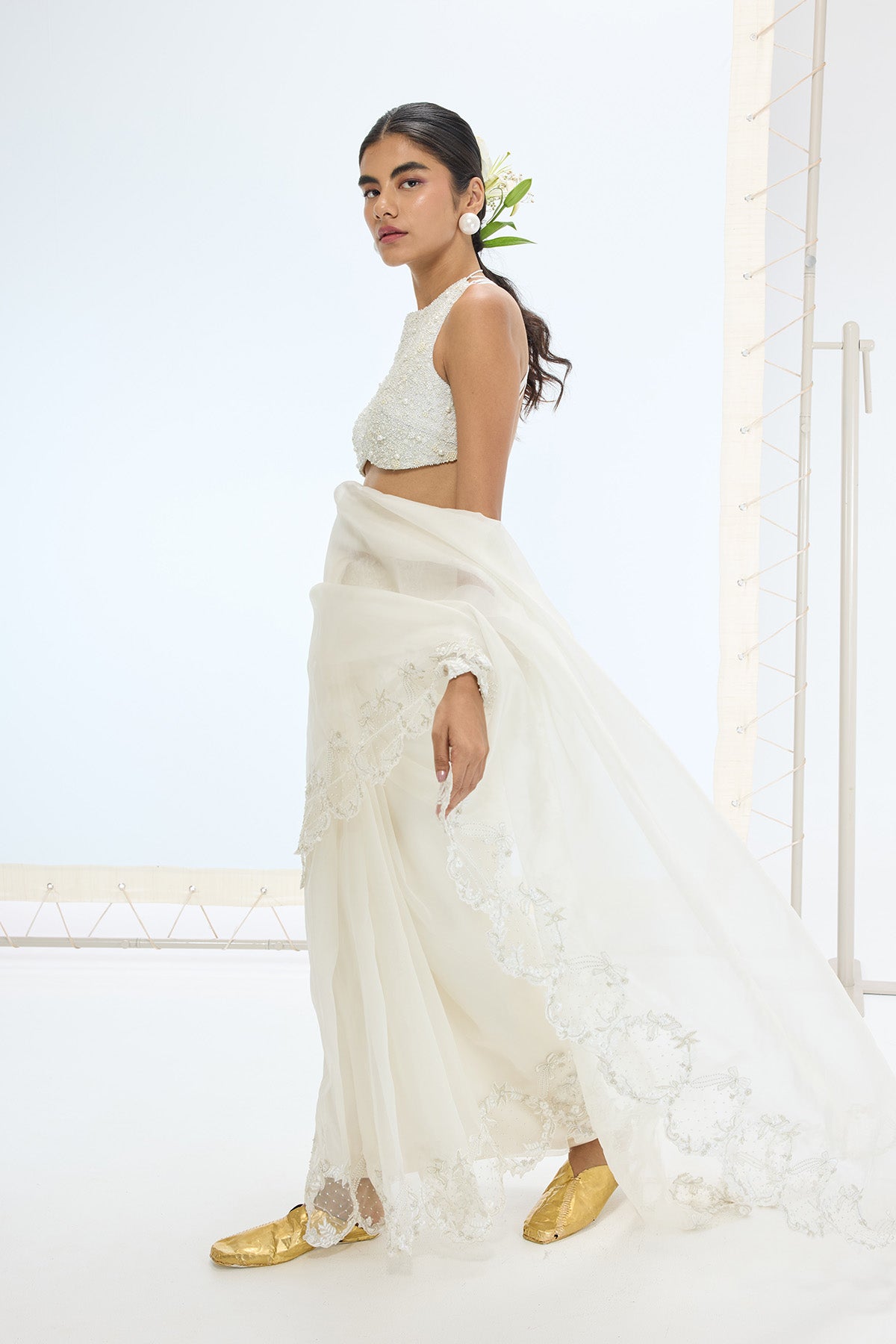 The Luna Saree in off-white